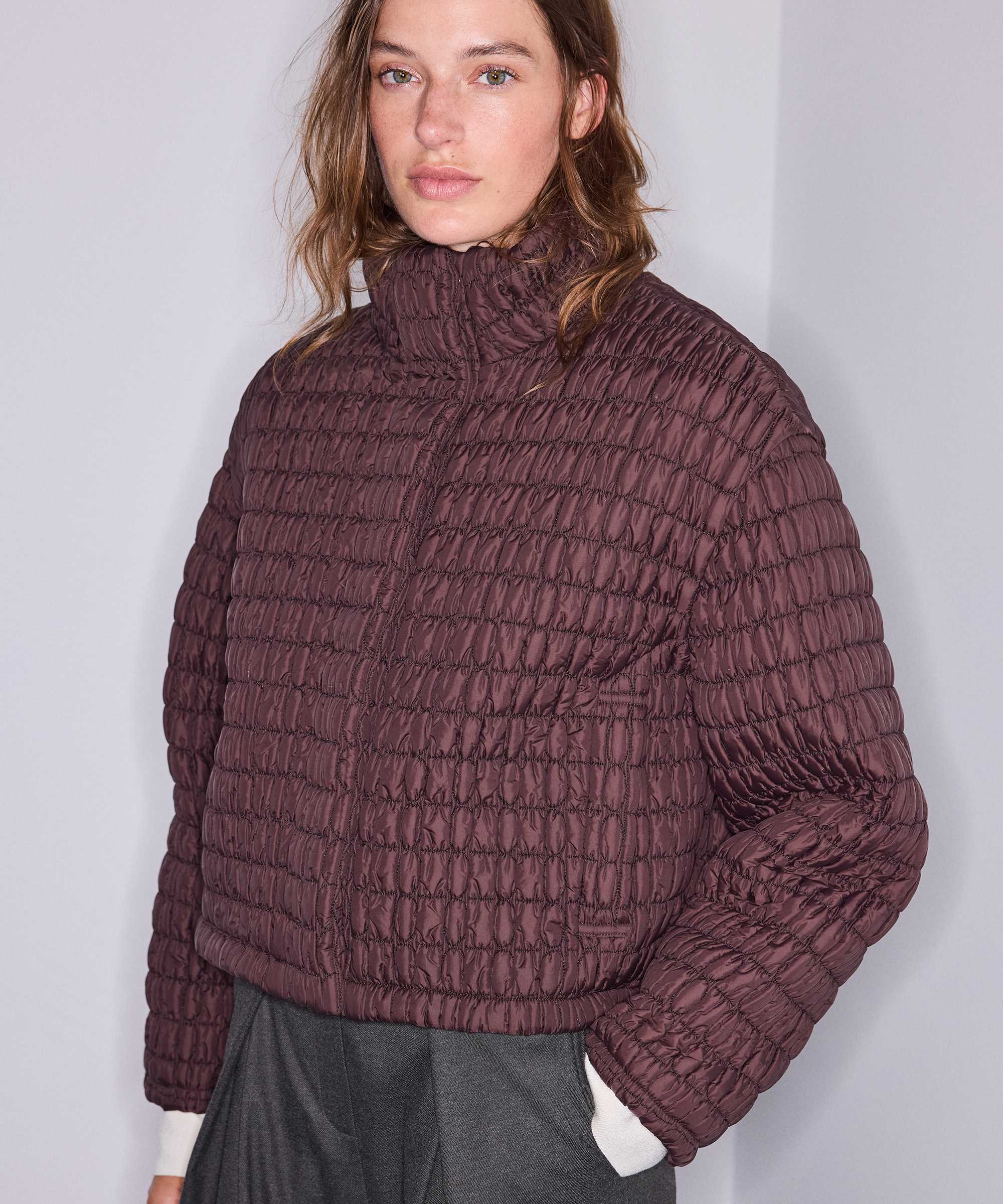 Kapitone şişme mont - IW6260012408006 - Koyu Kahverengi Mont