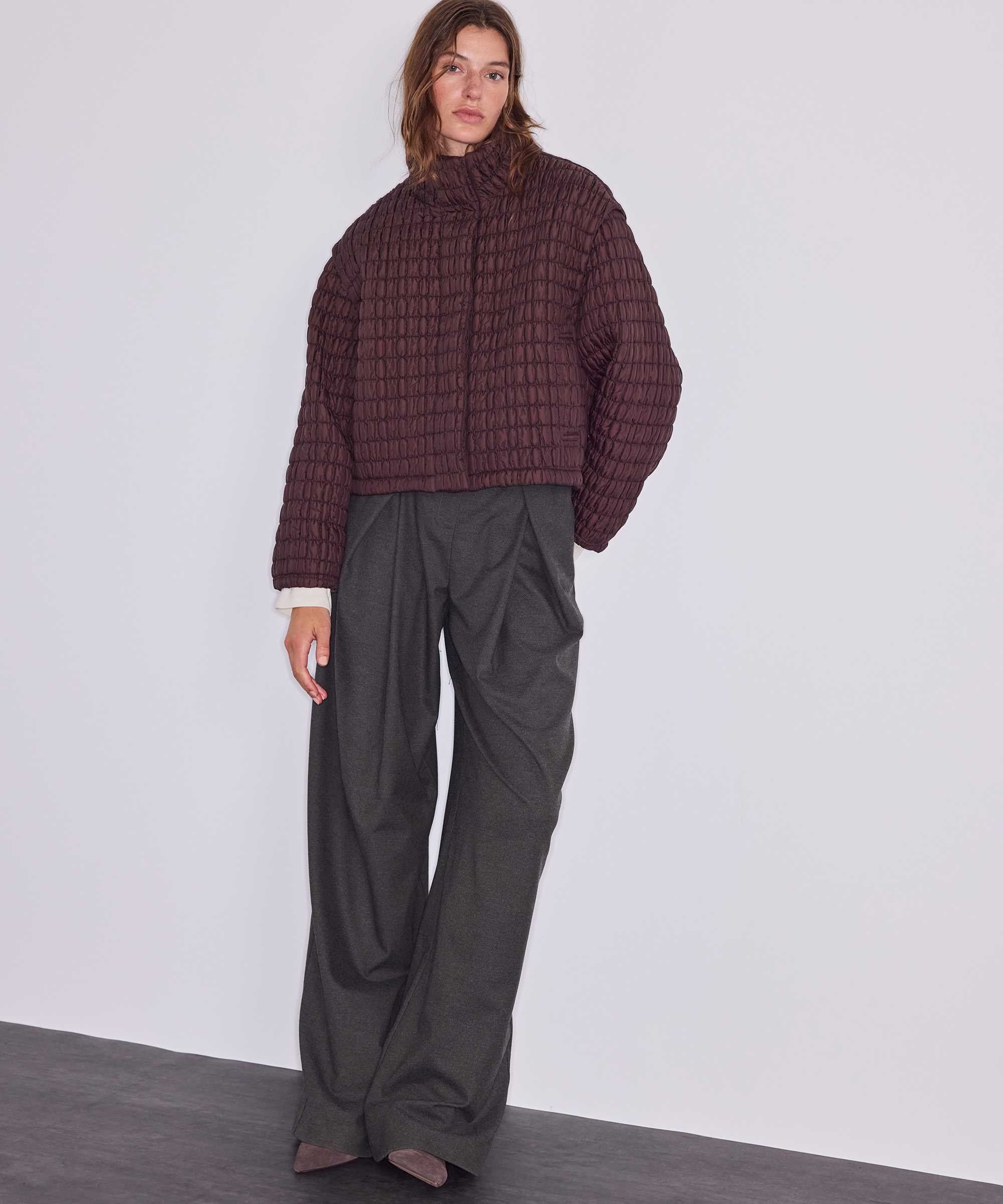 Kapitone şişme mont - IW6260012408006 - Koyu Kahverengi Mont
