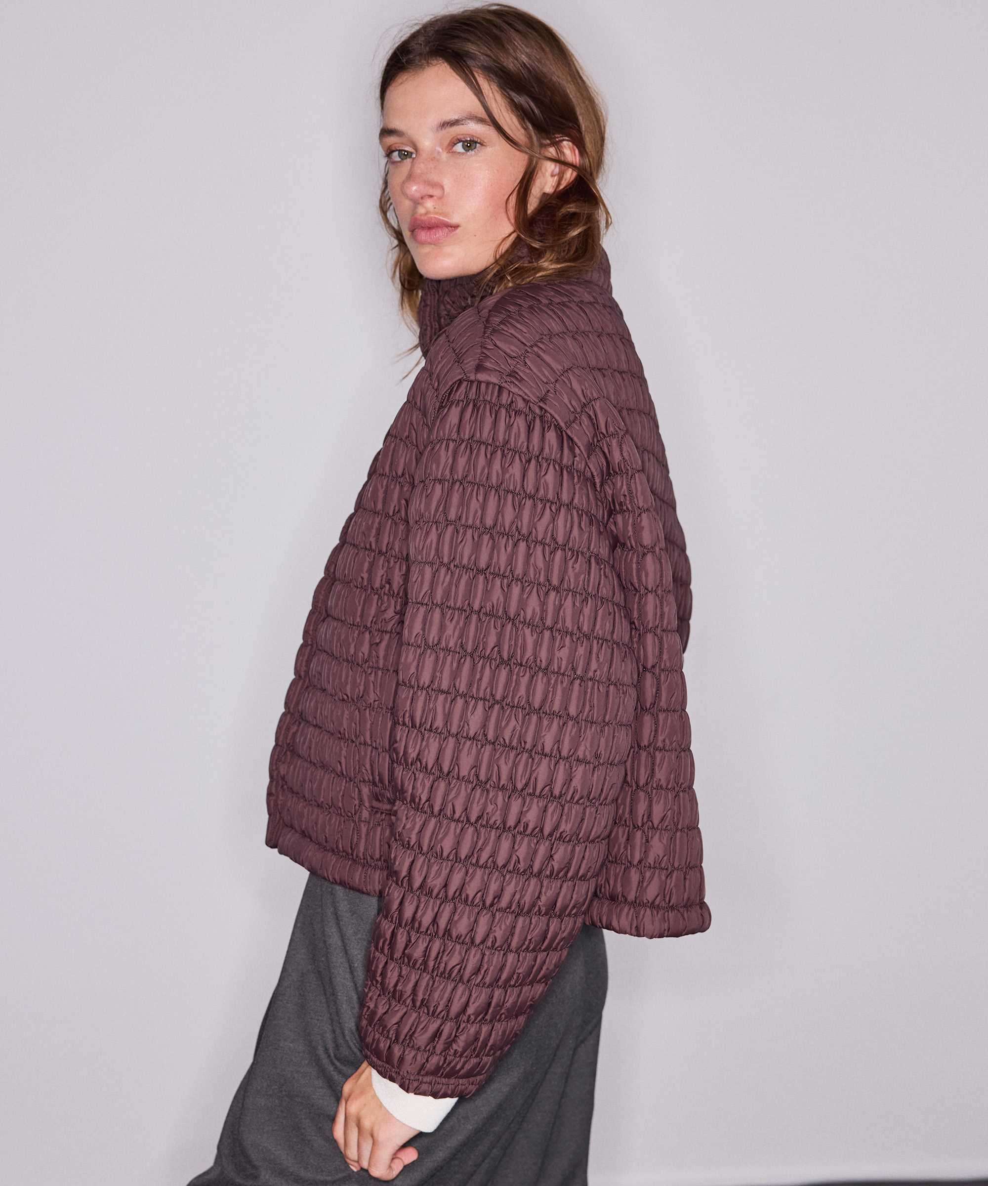 Kapitone şişme mont - IW6260012408006 - Koyu Kahverengi Mont