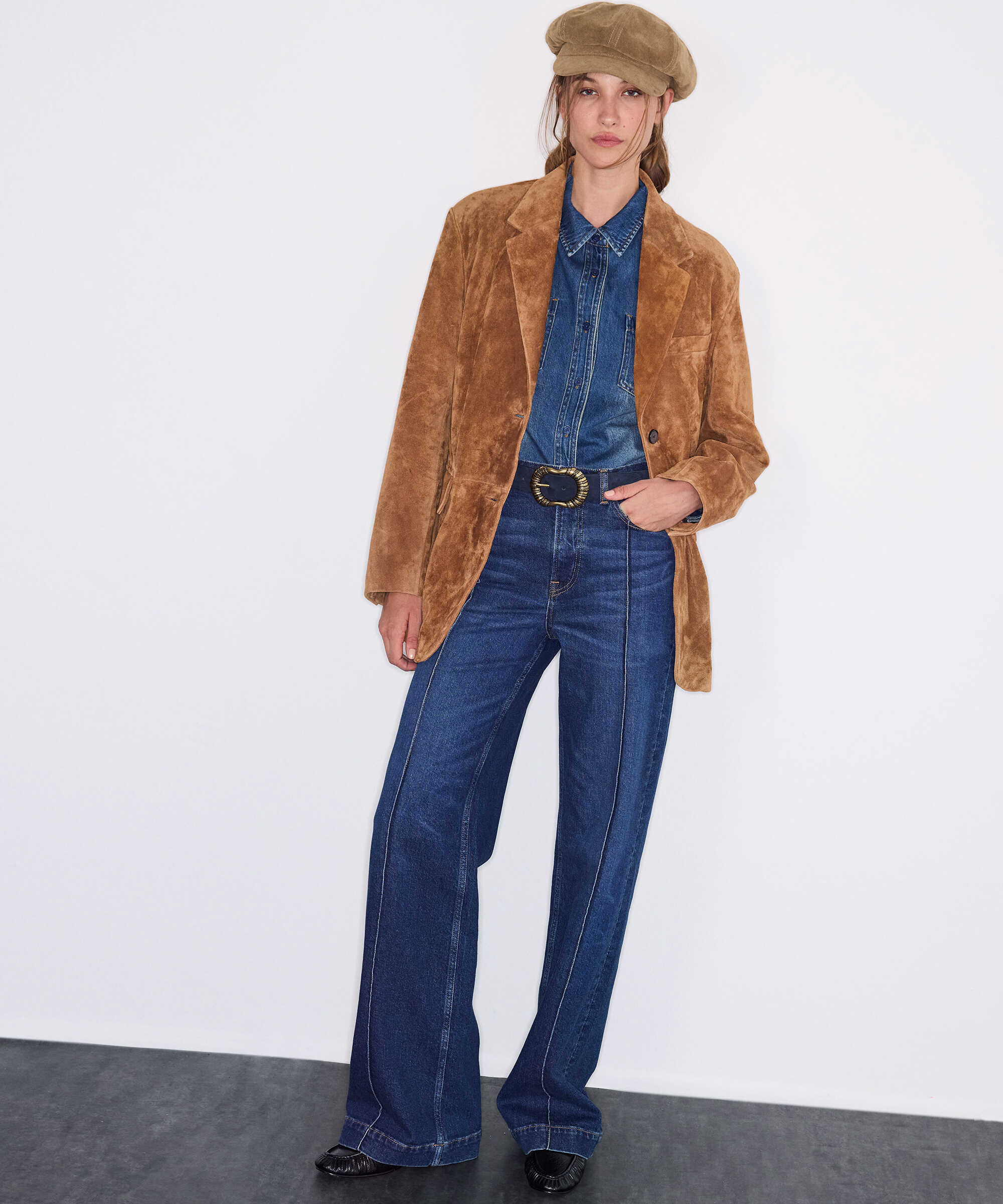 Yüksek bel wide leg jean pantolon - IW6260018058AC7 - Koyu İndigo Jean Pantolon