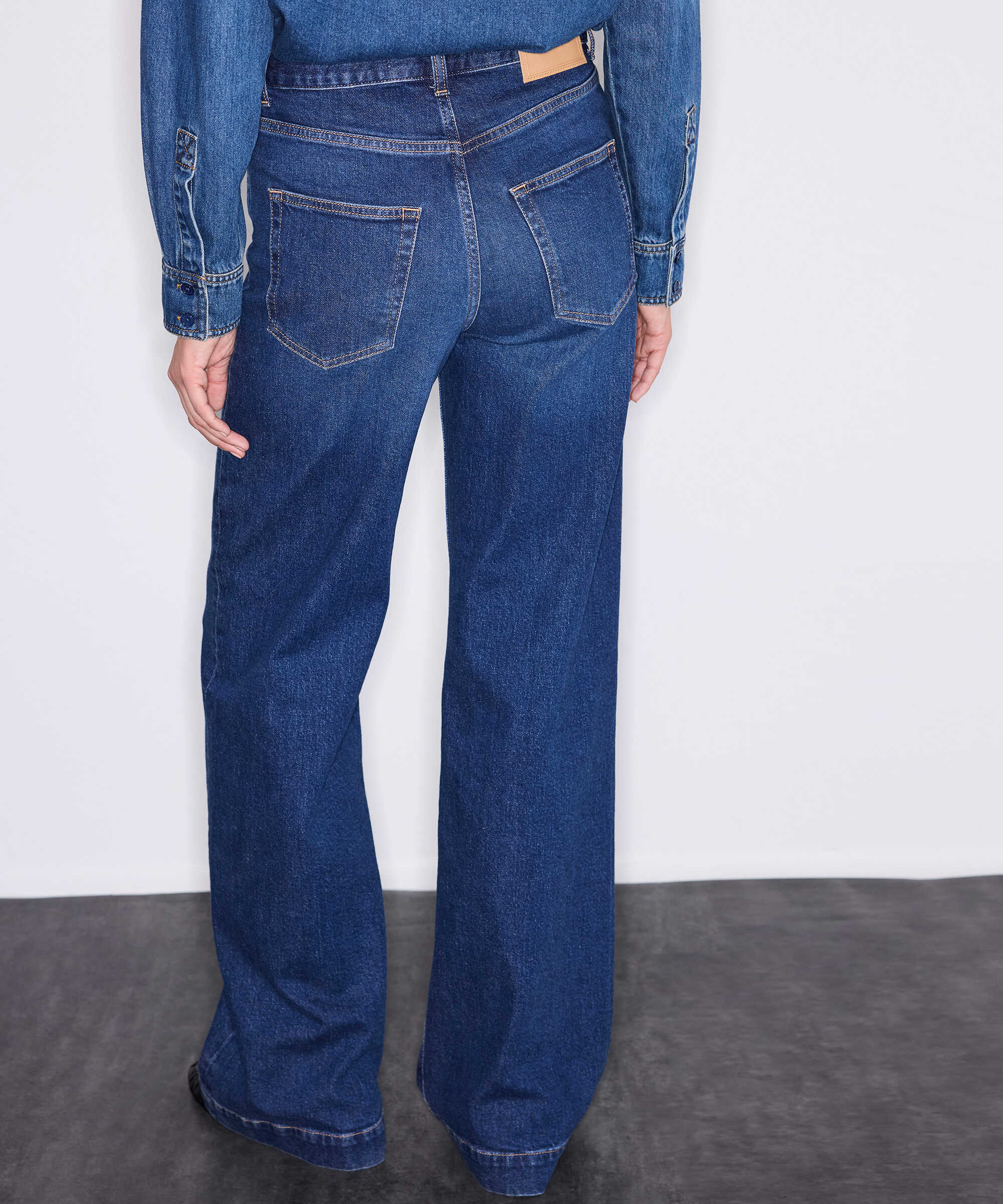 Yüksek bel wide leg jean pantolon - IW6260018058AC7 - Koyu İndigo Jean Pantolon