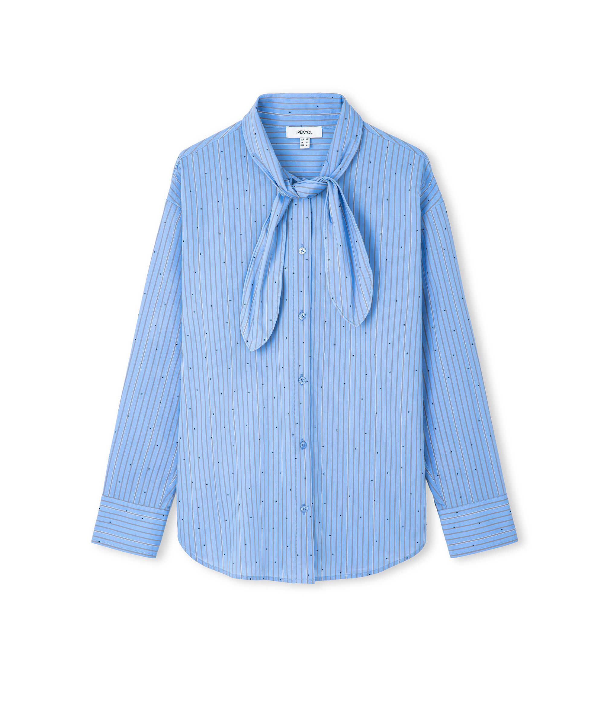 Yakası bağlamalı gömlek - IW6260025142089 - Mavi GOMLEK
