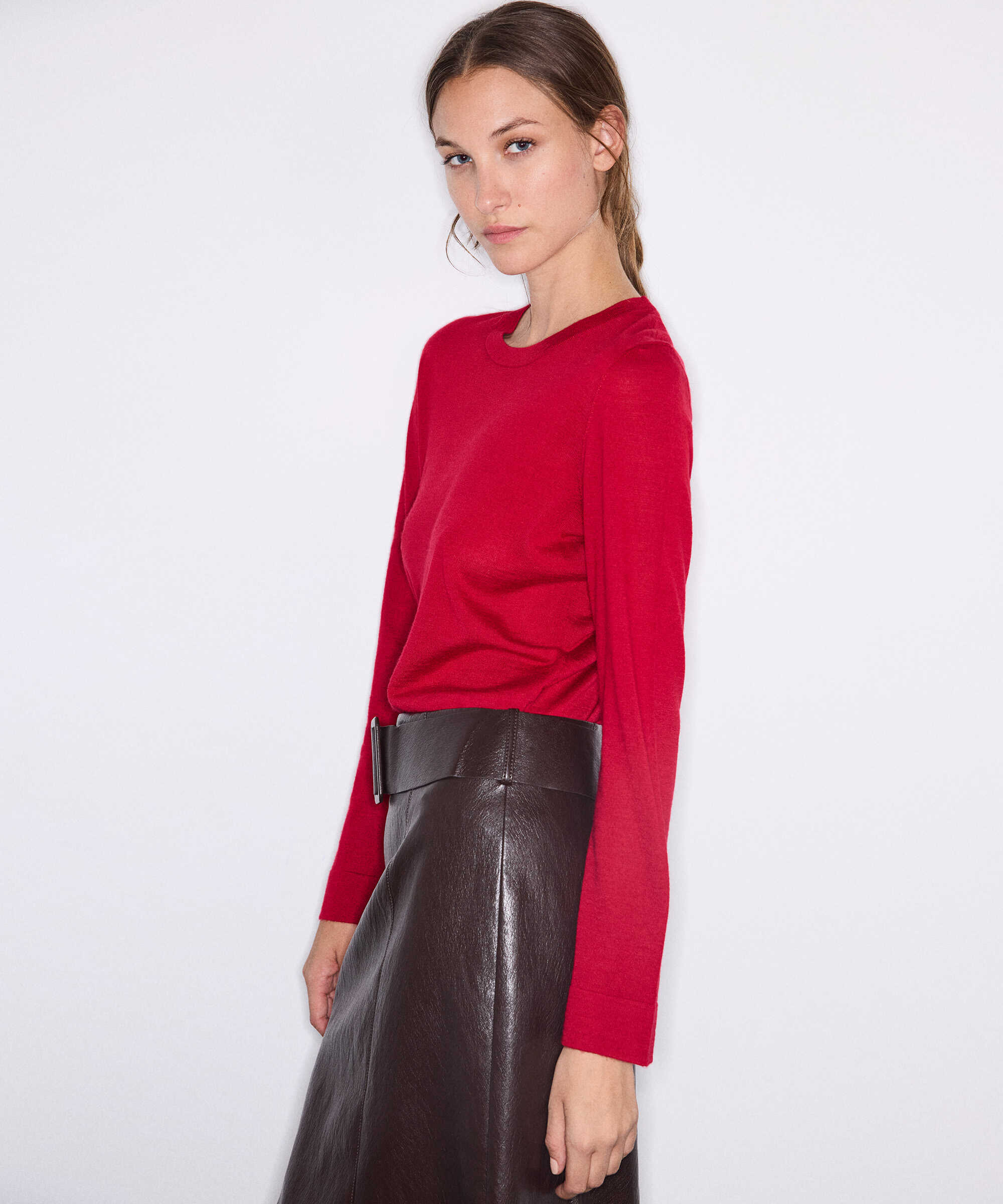 Yün içerikli basic triko - IW6260050047168 - Koyu Kırmızı Triko