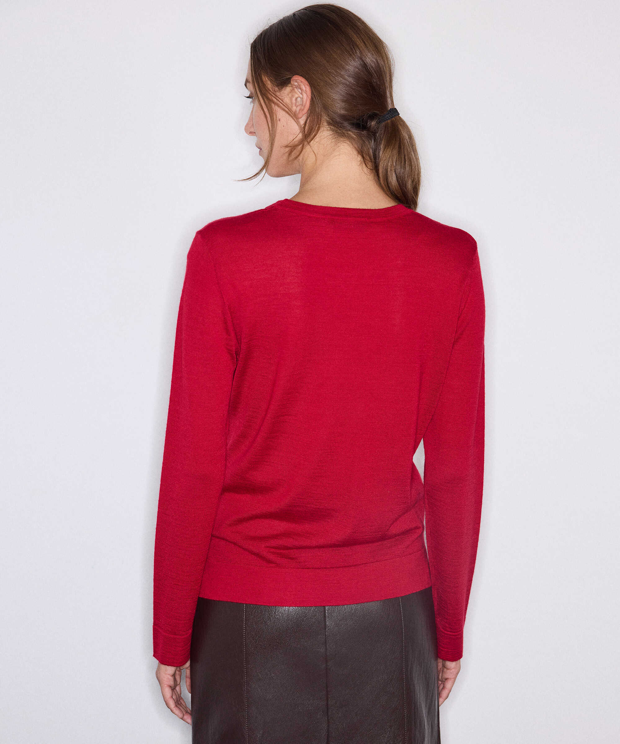 Yün içerikli basic triko - IW6260050047168 - Koyu Kırmızı Triko