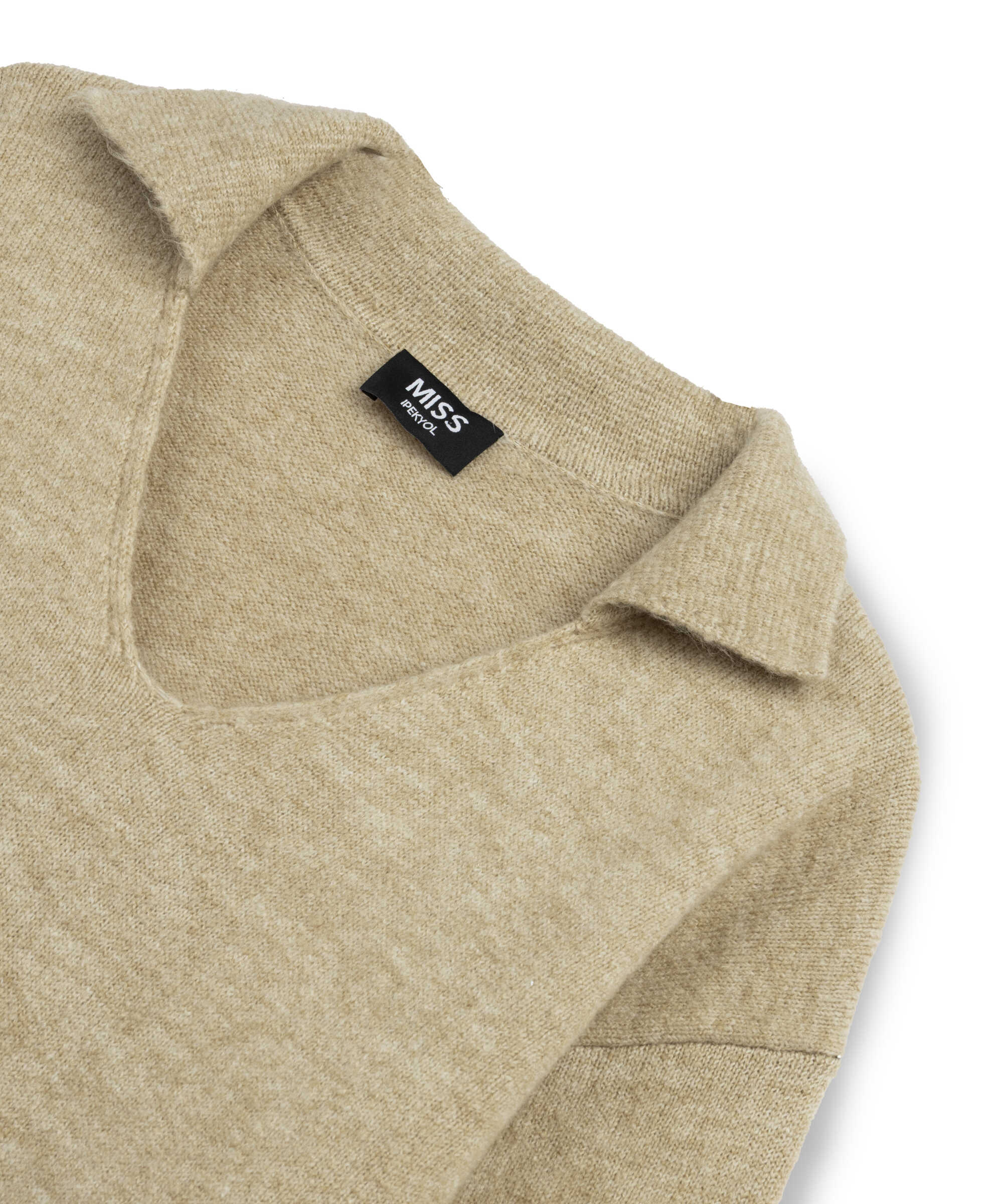 Kontrast dikişli oversize kazak - IW6260050113014 - Vizon Triko