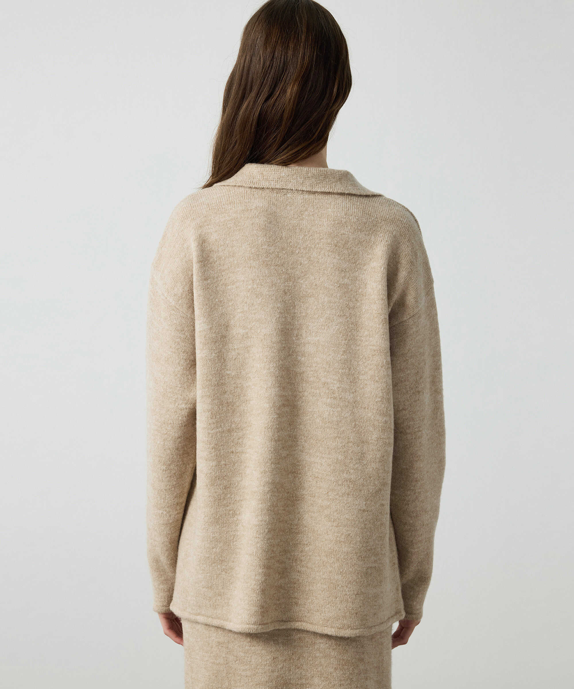 Kontrast dikişli oversize kazak - IW6260050113014 - Vizon Triko