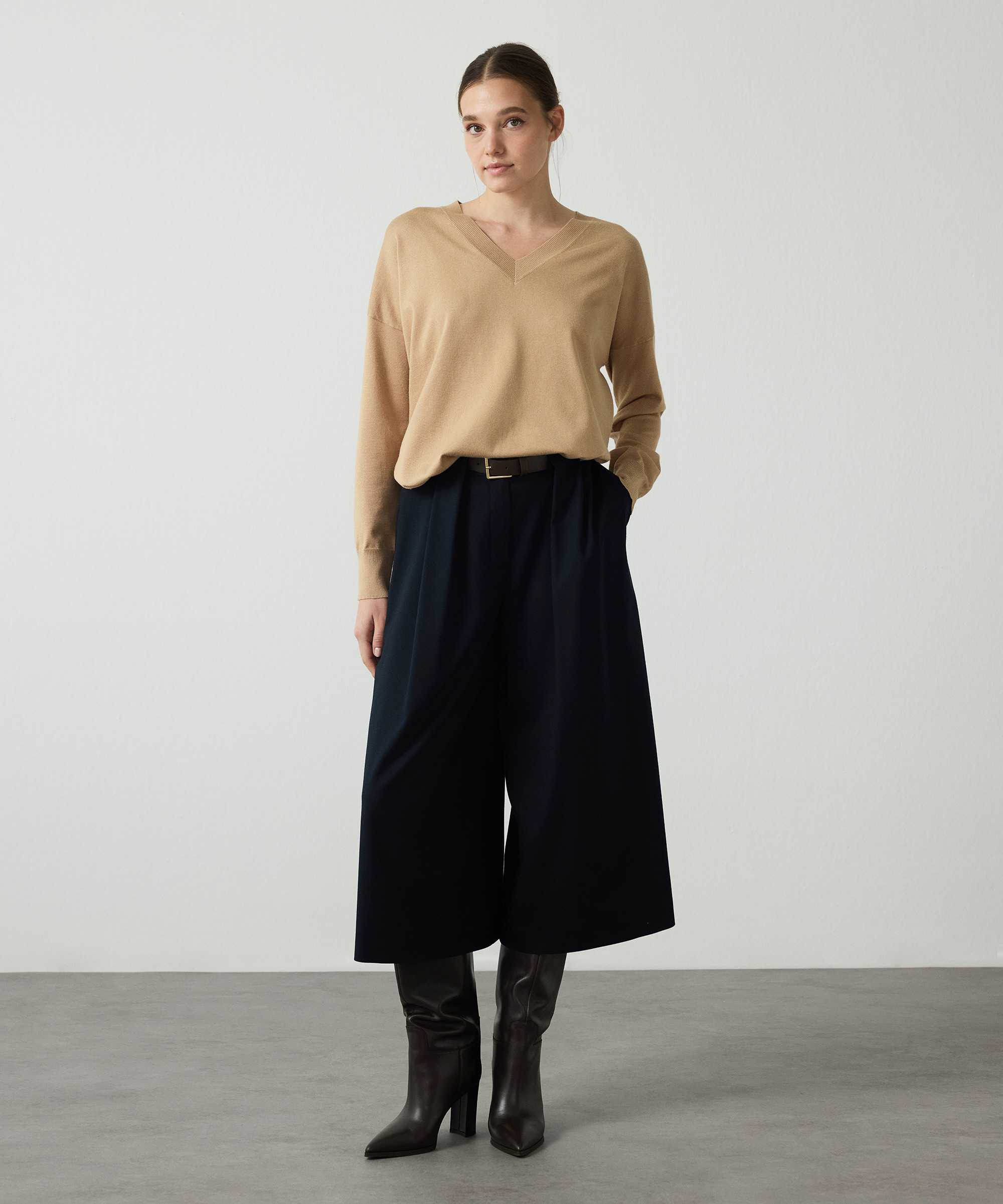 V yaka basic triko - IW6260050131027 - Kamel Kazak | Triko