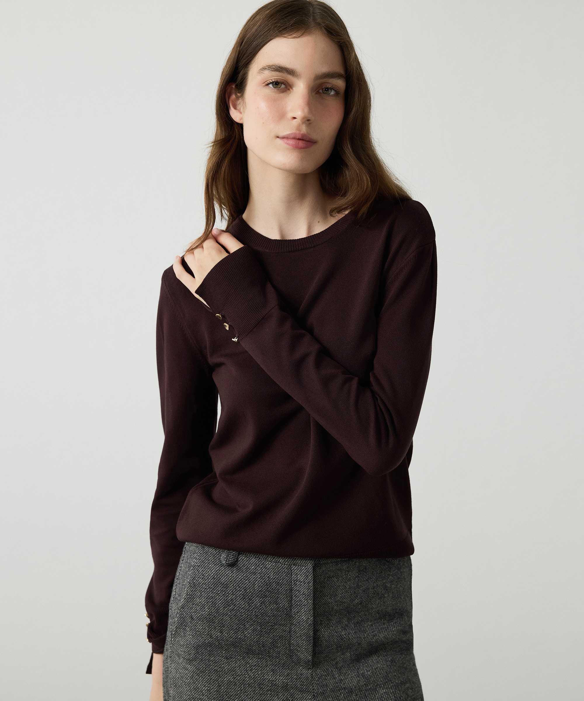 Basic triko - IW6260050133074 - Kahverengi Kazak | Triko
