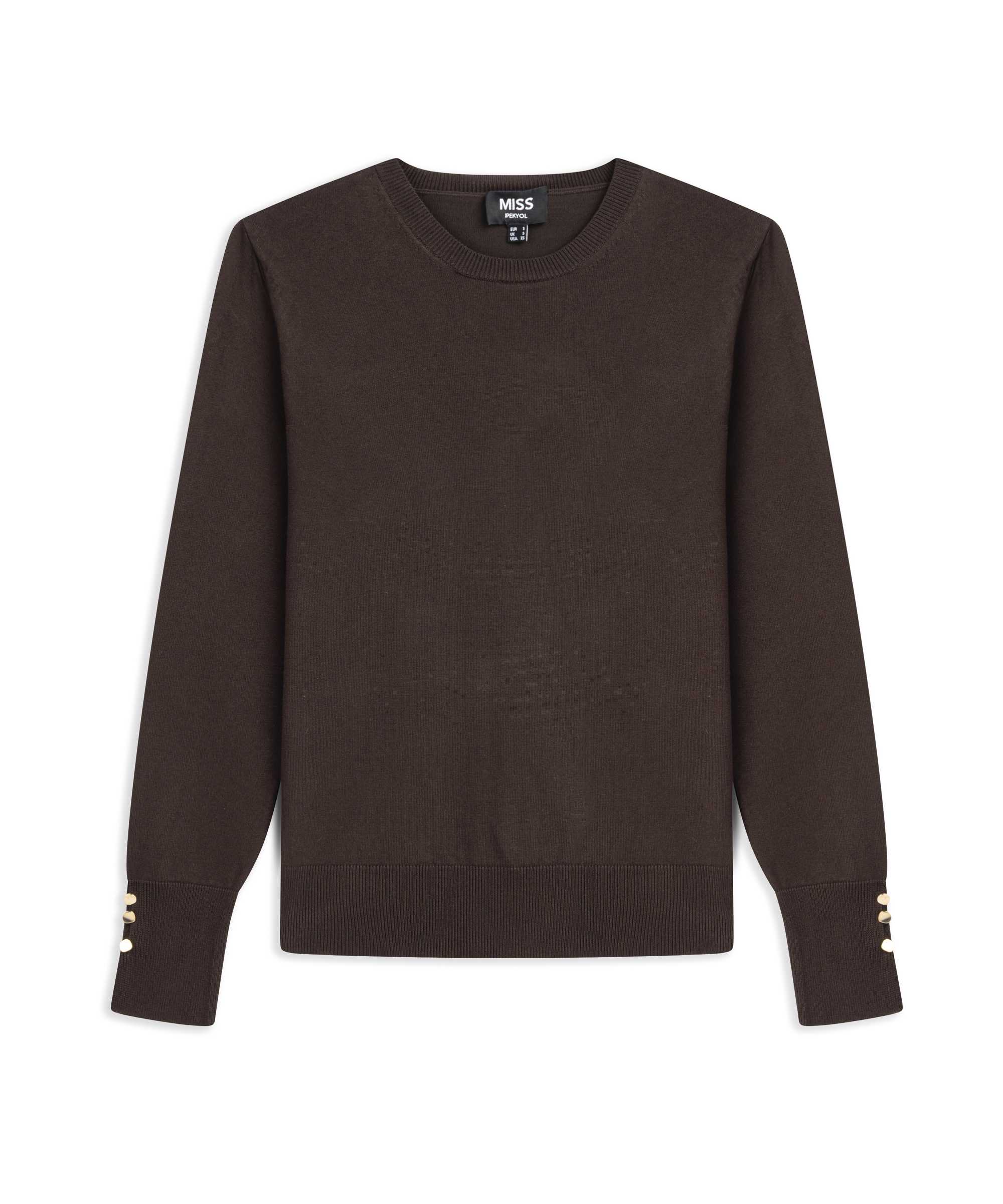 Basic triko - IW6260050133074 - Kahverengi Kazak | Triko