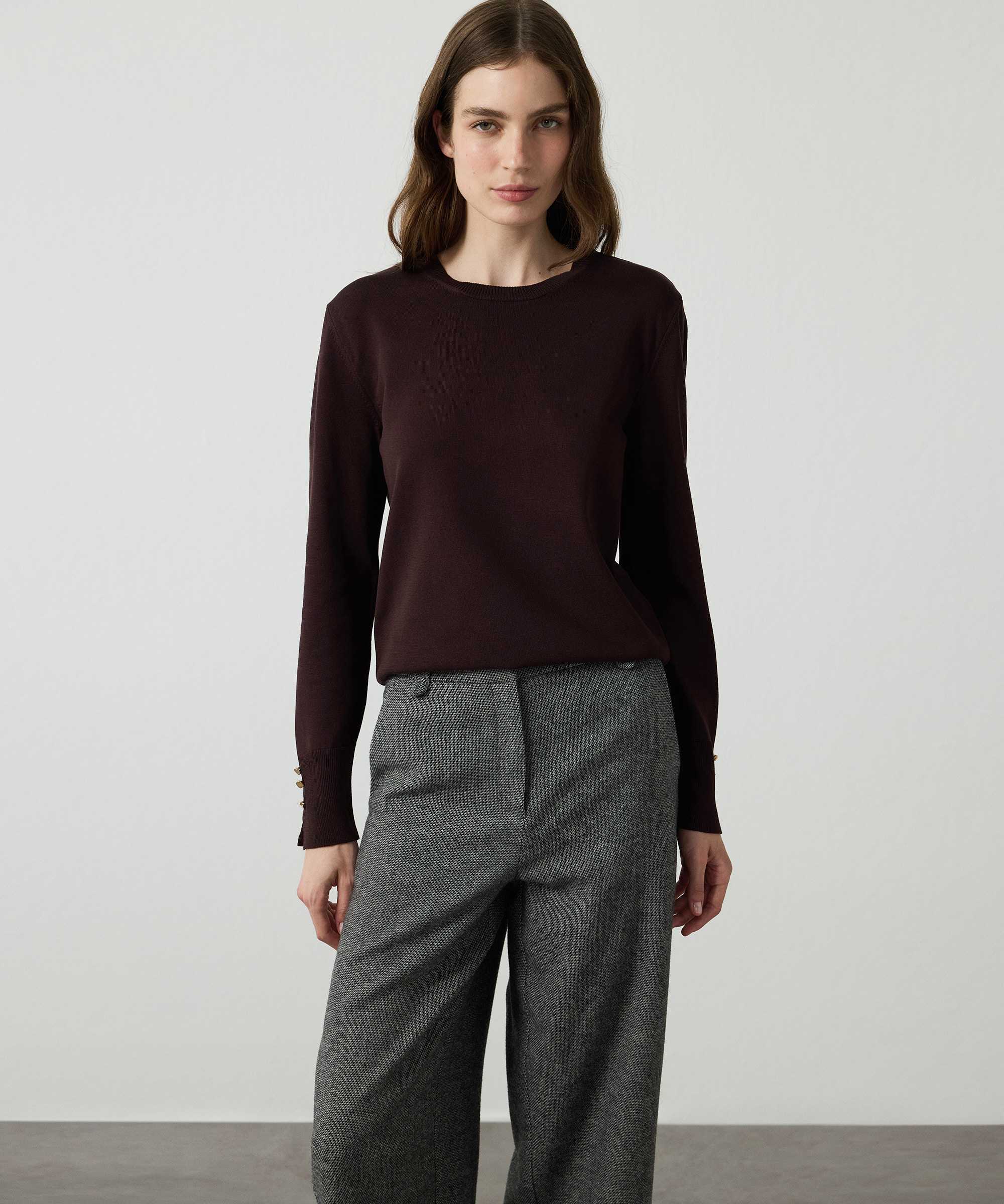 Basic triko - IW6260050133074 - Kahverengi Kazak | Triko
