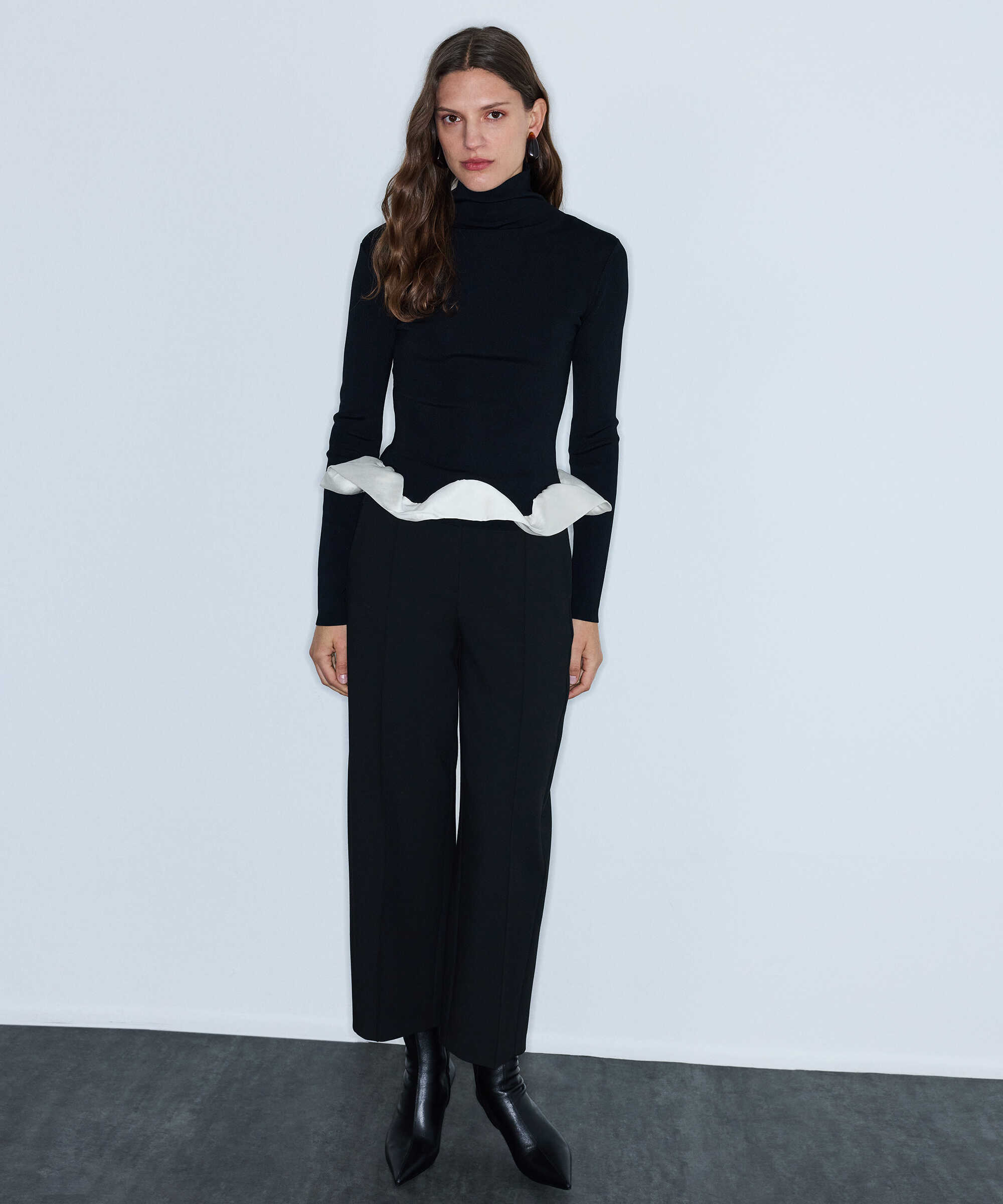 Kumaş mix colorblock triko - IW6260050142001 - Siyah Triko