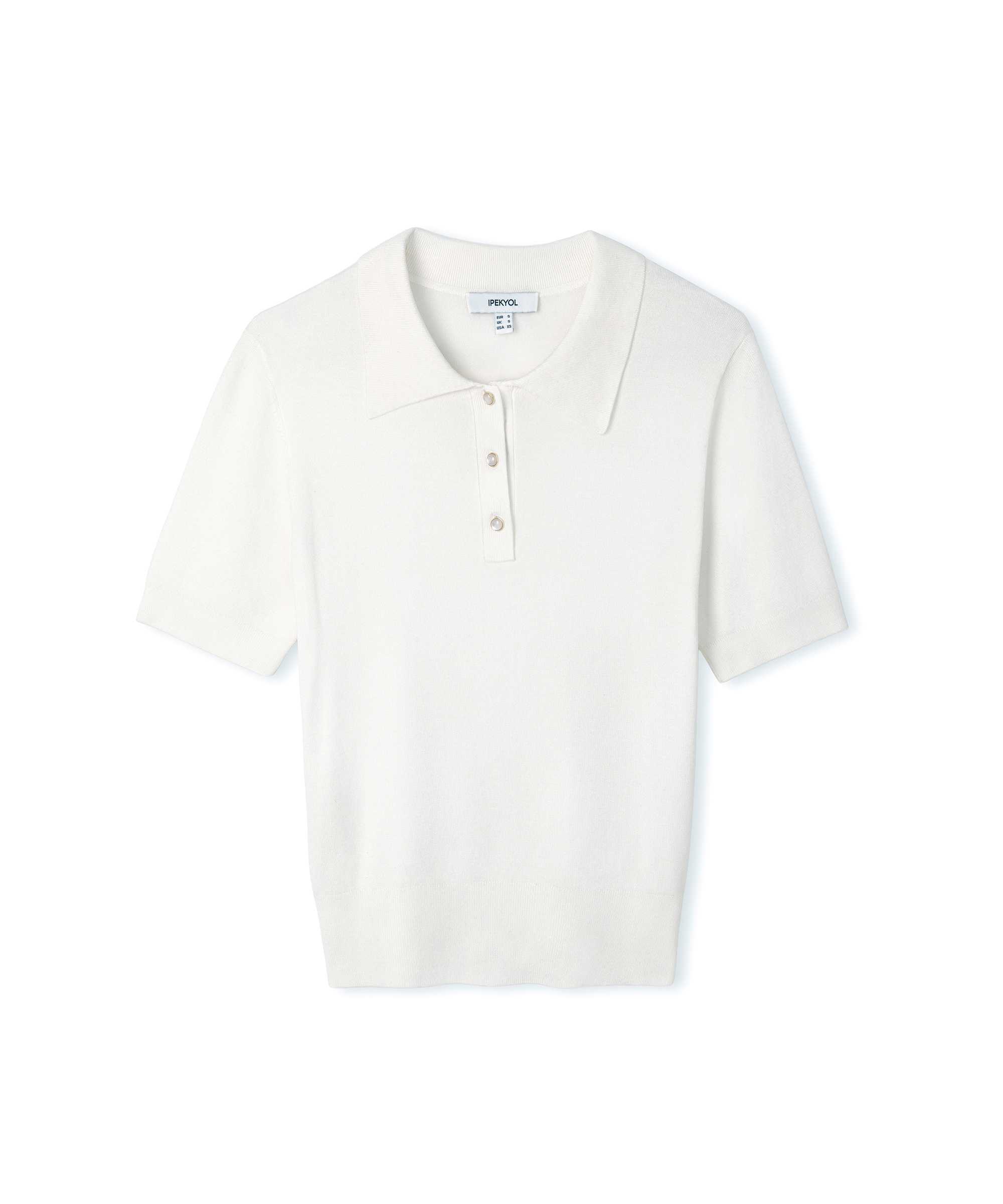 Polo yaka triko - IW6260050177018 - Ekru Triko