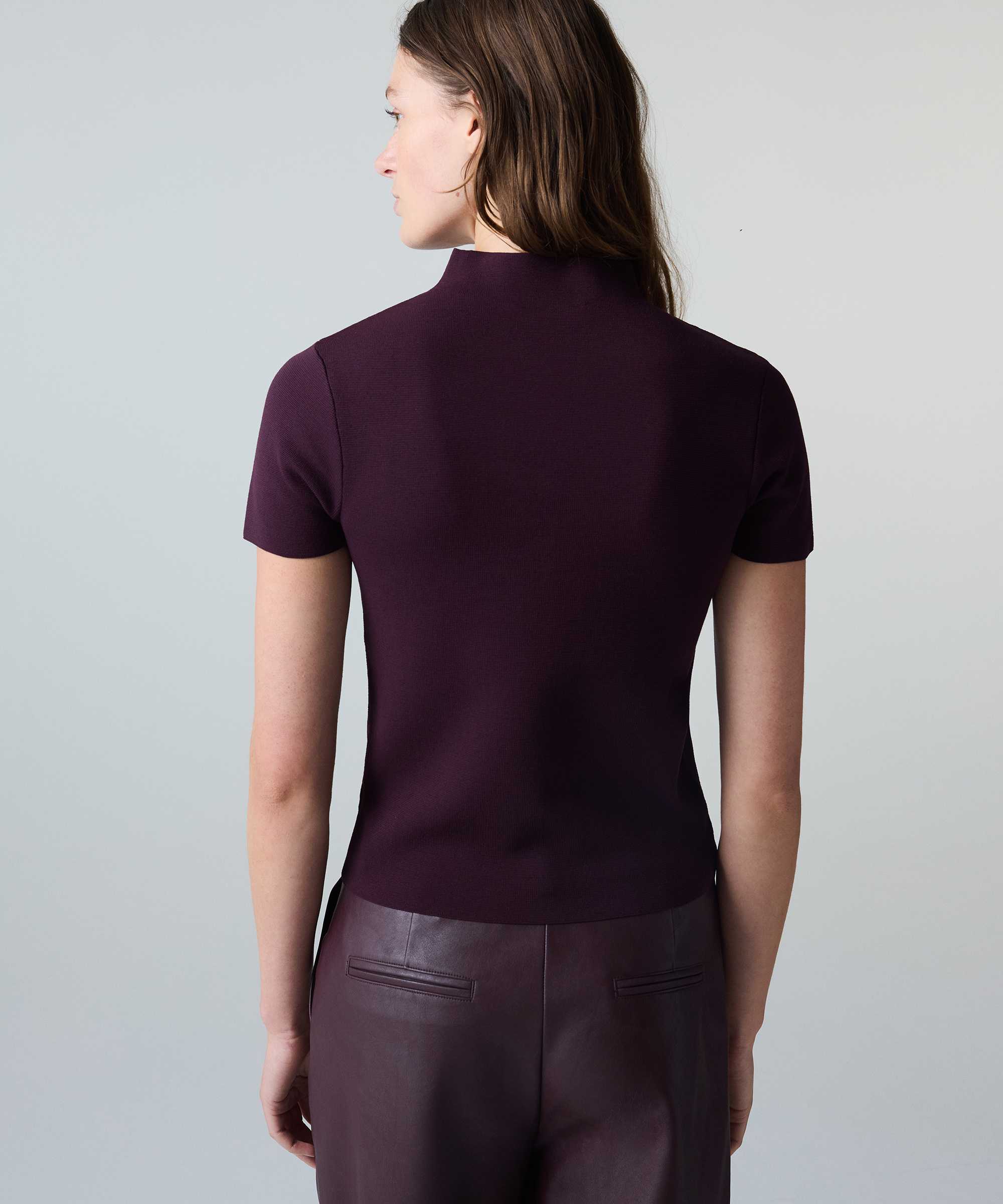 Dik yaka basic triko - IW6260050209008 - Mürdüm Kazak | Triko