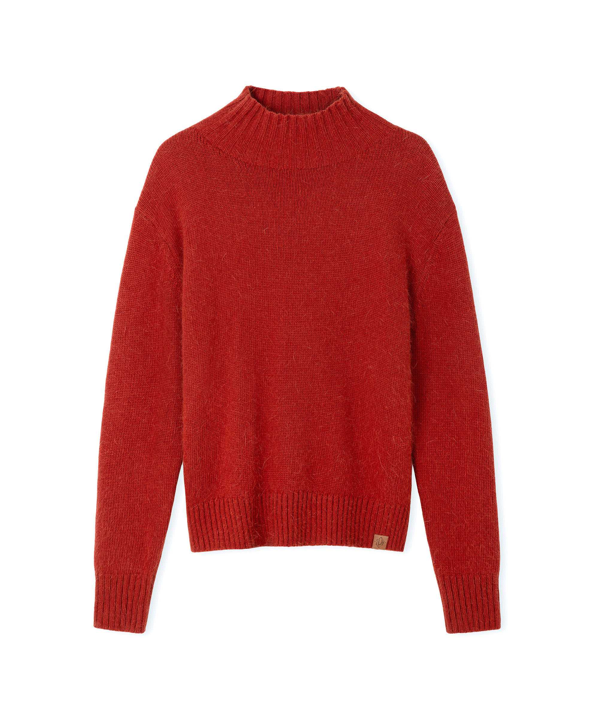 Suni süet patch li yün içerikli kazak - IW6260050223054 - Kiremit Triko