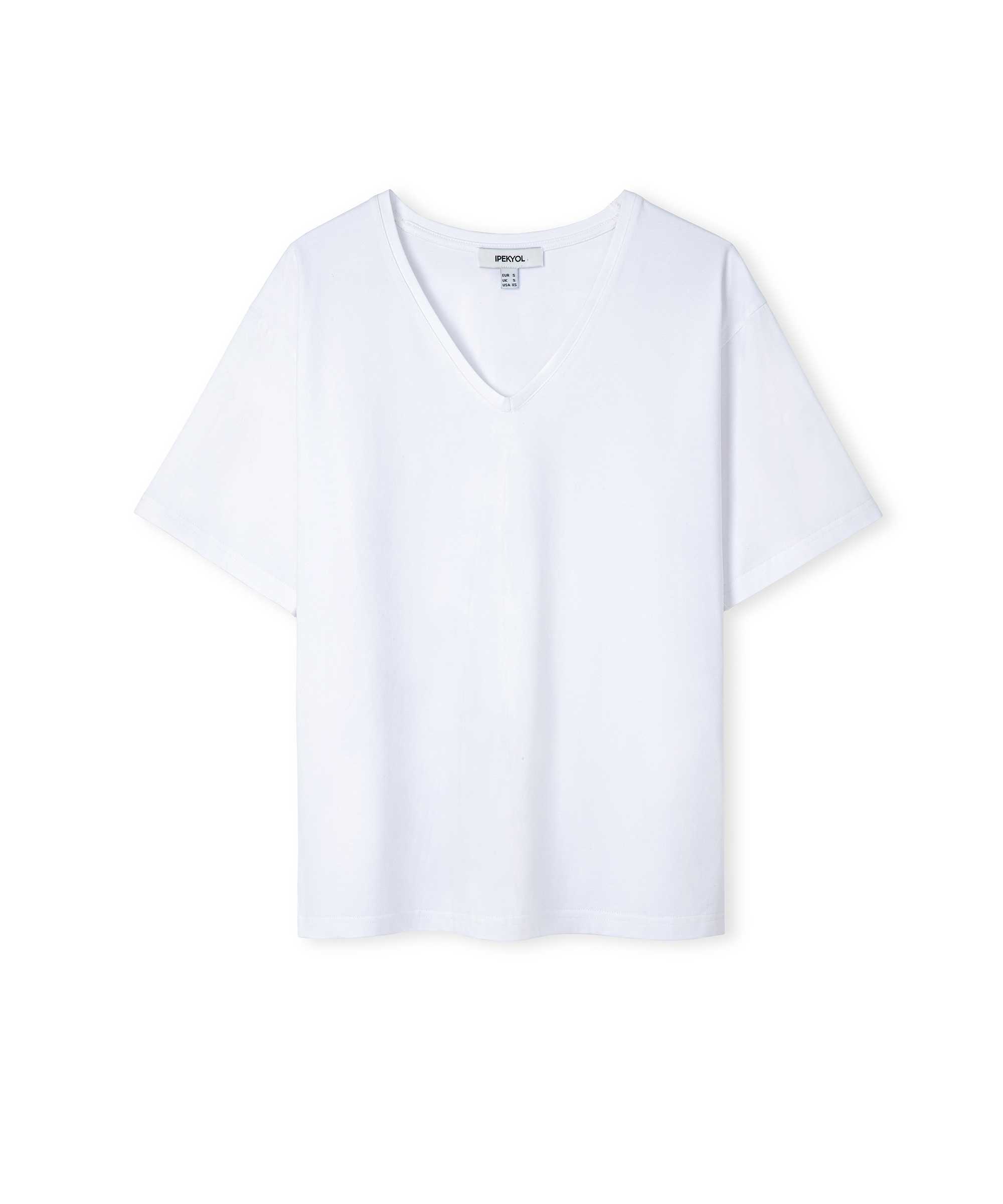 V yaka basic tişört - IW6260070138002 - Beyaz Tişört