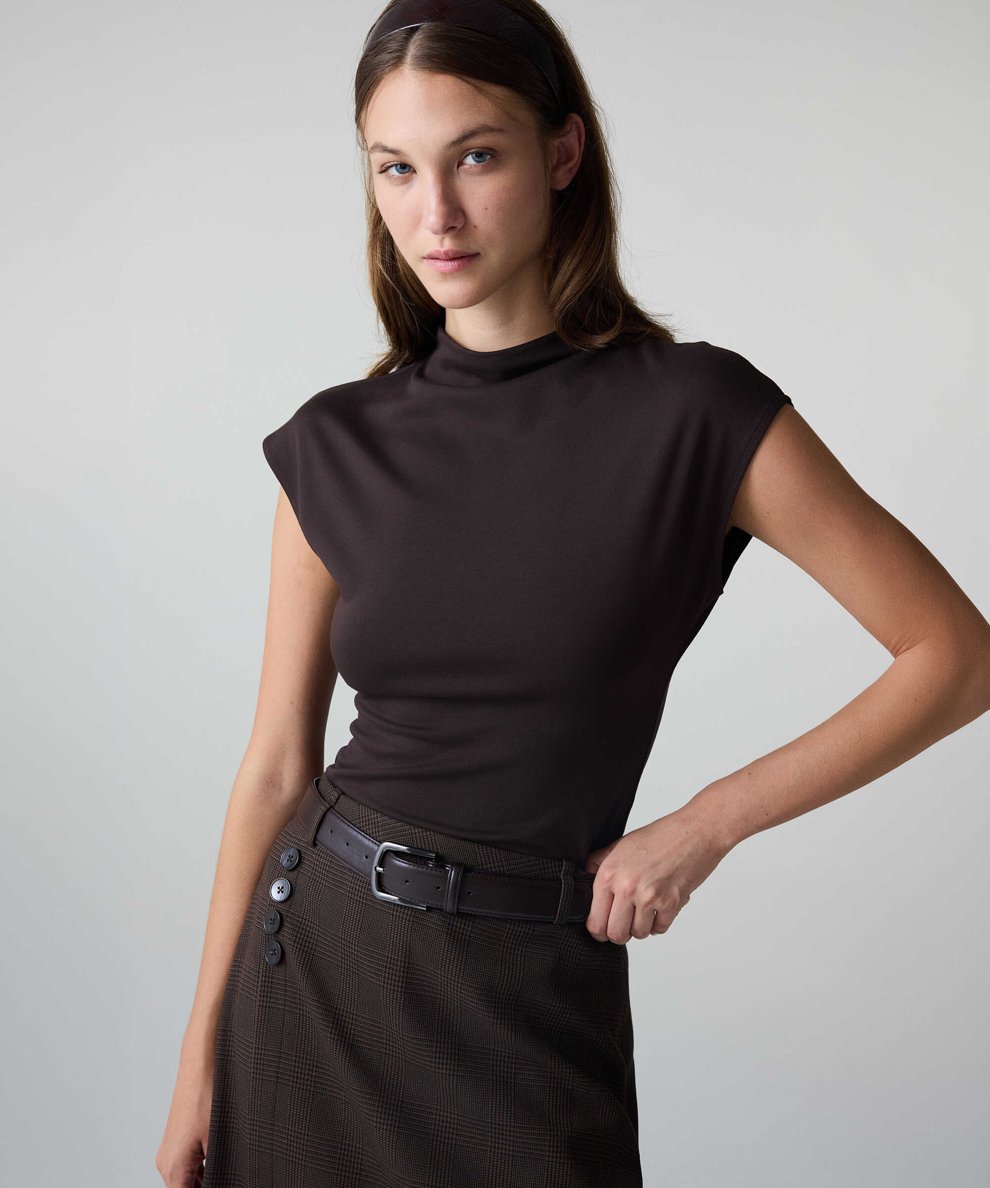 Yüksek yaka basic body - IW6260070192074 - Kahverengi Tişört