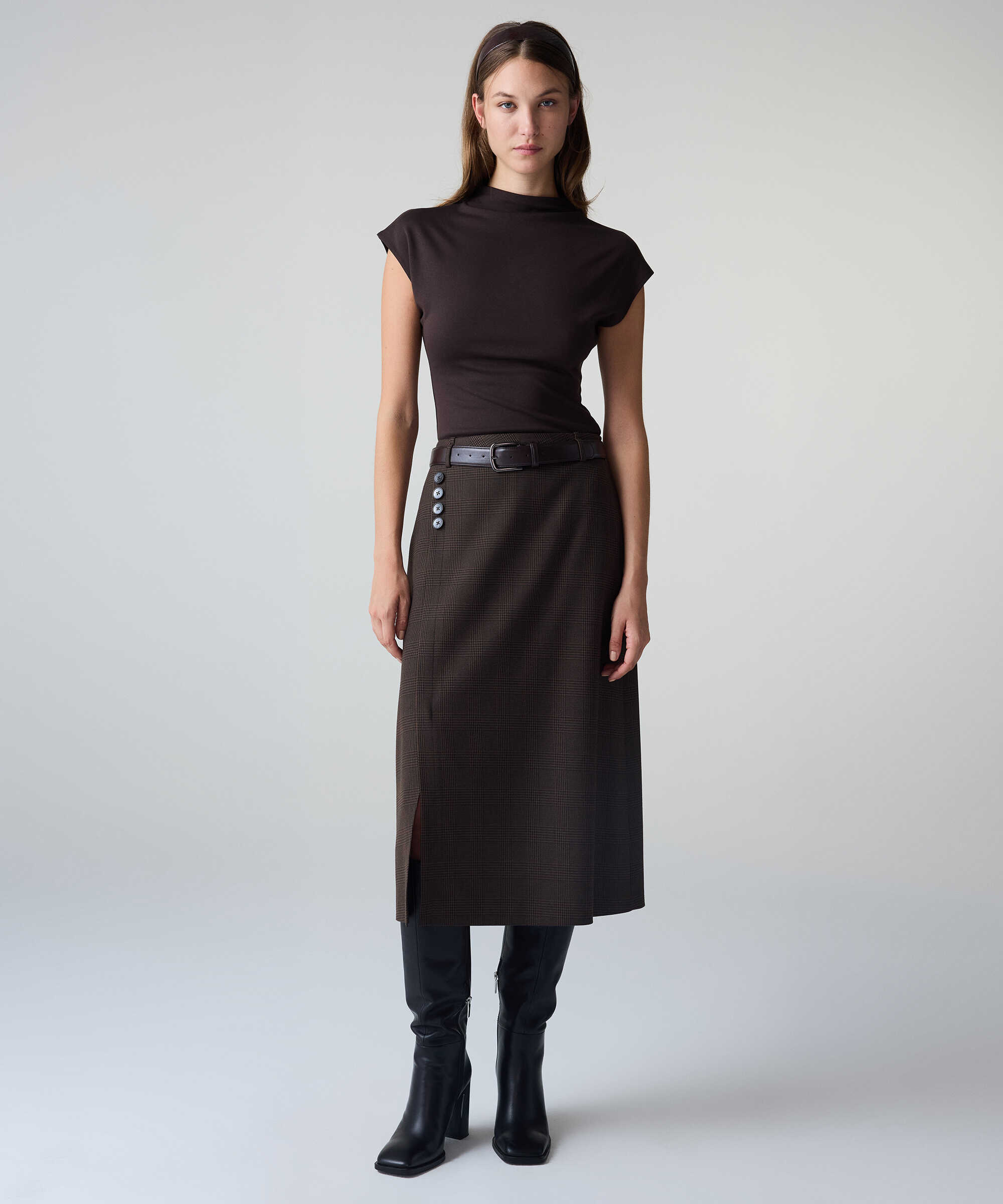Yüksek yaka basic body - IW6260070192074 - Kahverengi Tişört