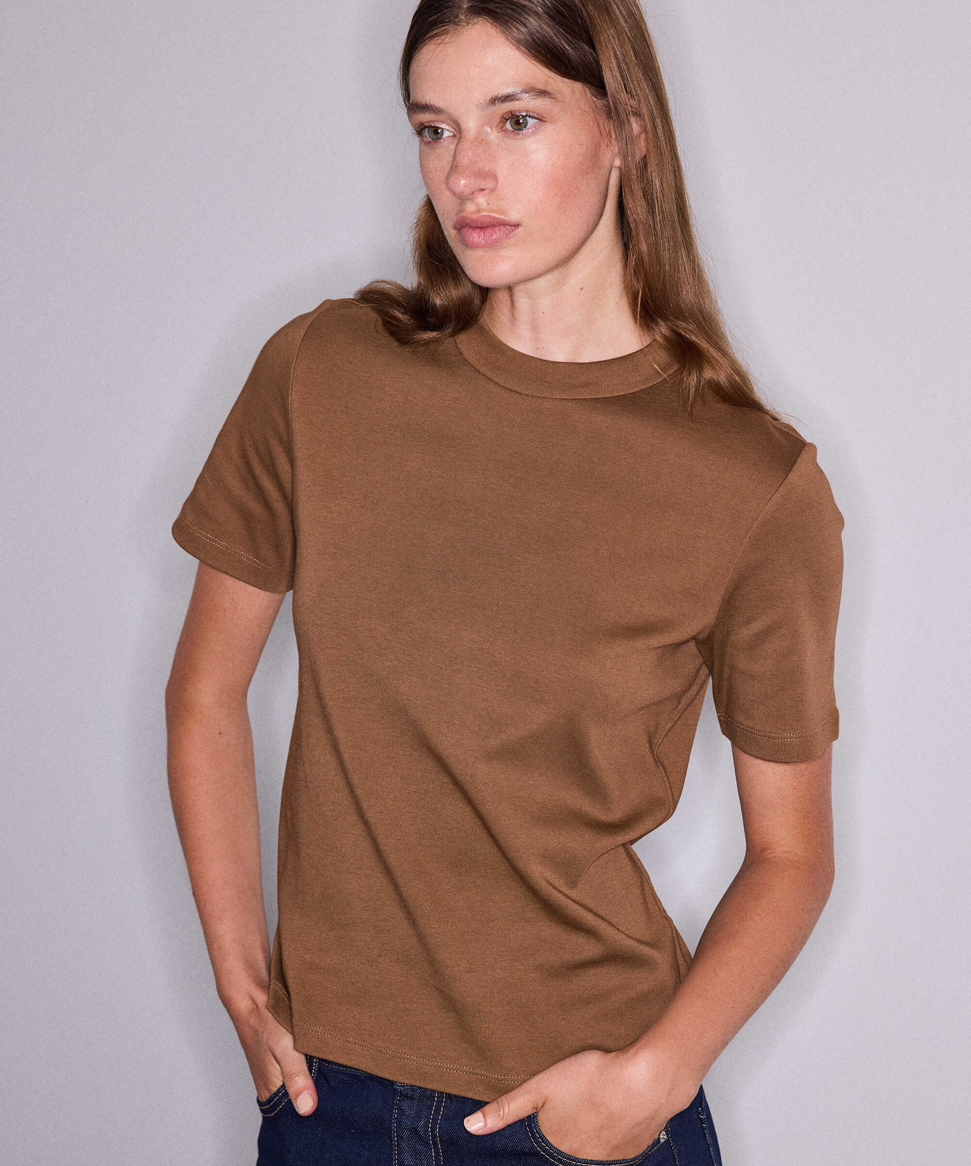 Basic tişört - IW6260070217041 - Karamel Tişört