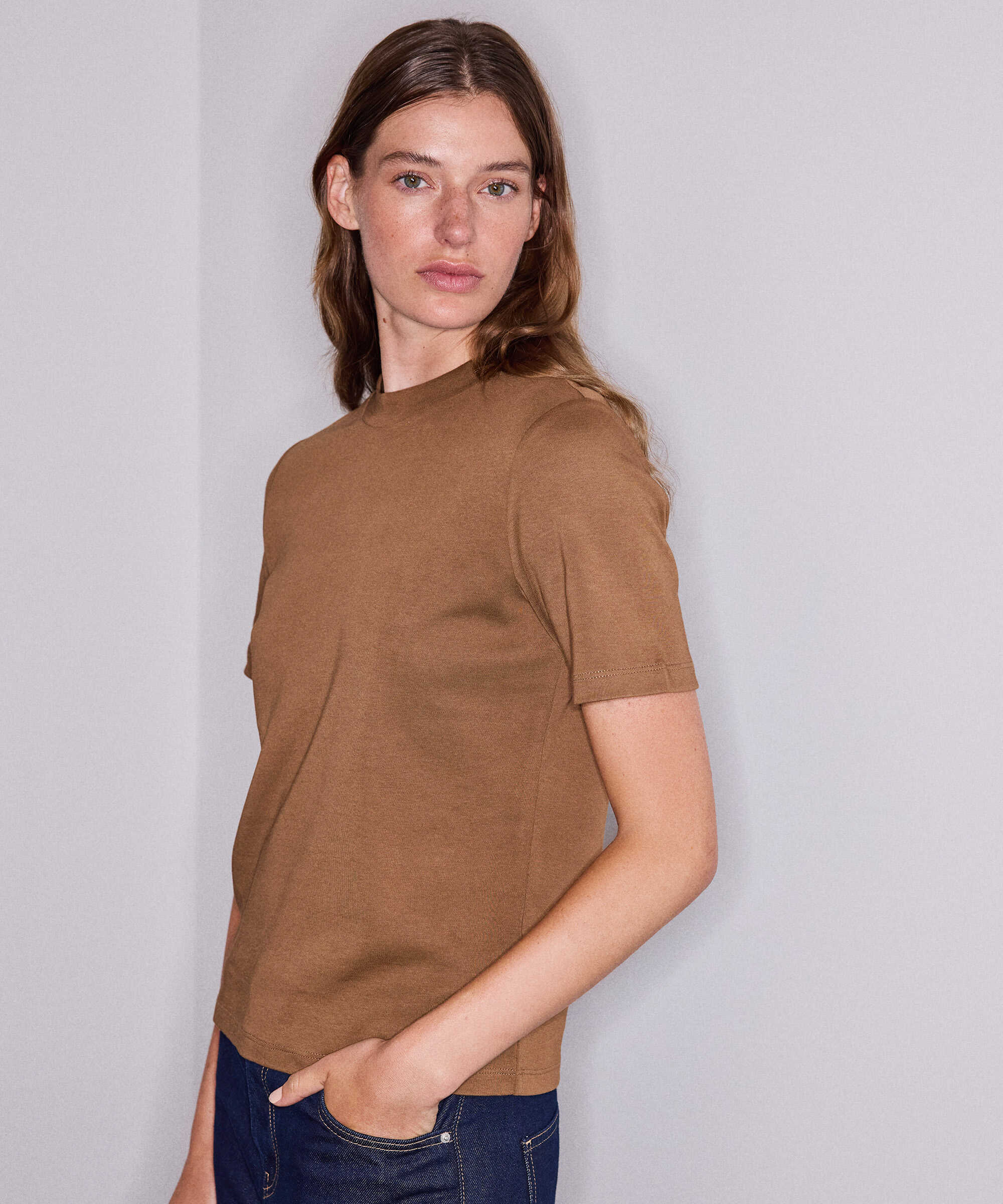 Basic tişört - IW6260070217041 - Karamel Tişört