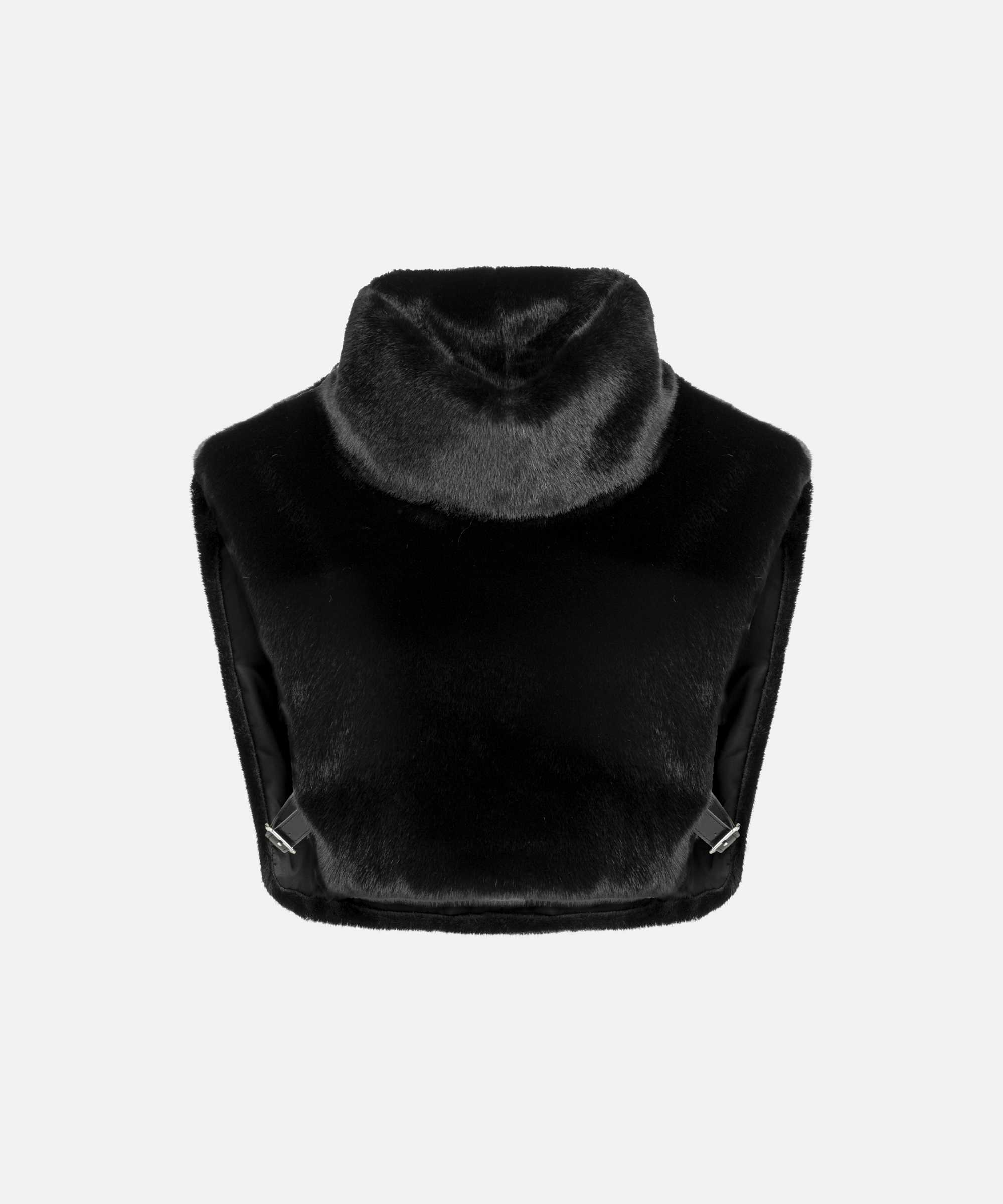 Metal tokalı suni kürk panço - IW6260079013001 - Siyah Panço