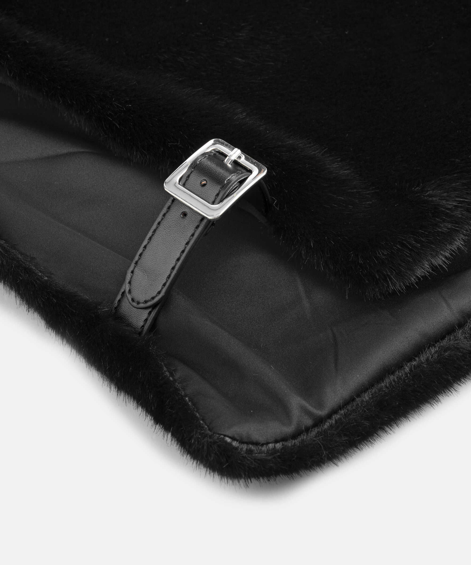 Metal tokalı suni kürk panço - IW6260079013001 - Siyah Panço