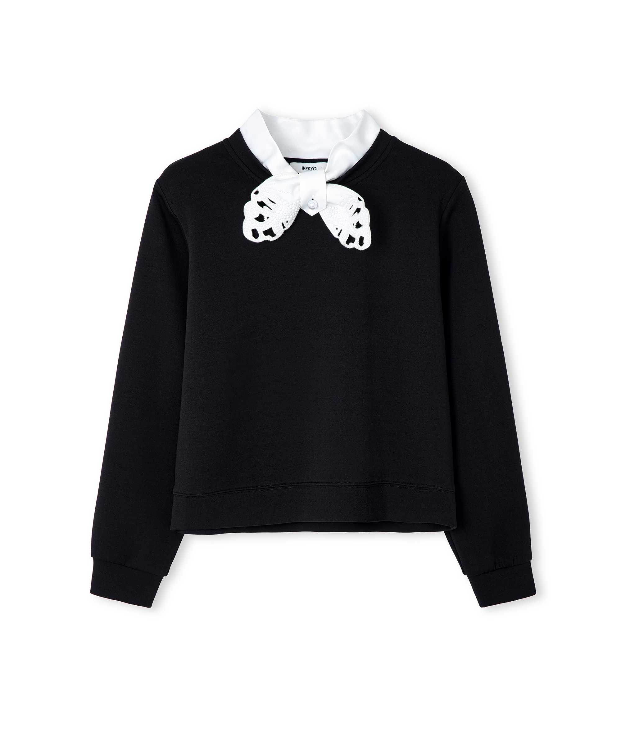 Yakası bağlamalı sweatshirt - IW6260091105001 - Siyah Sweatshırt