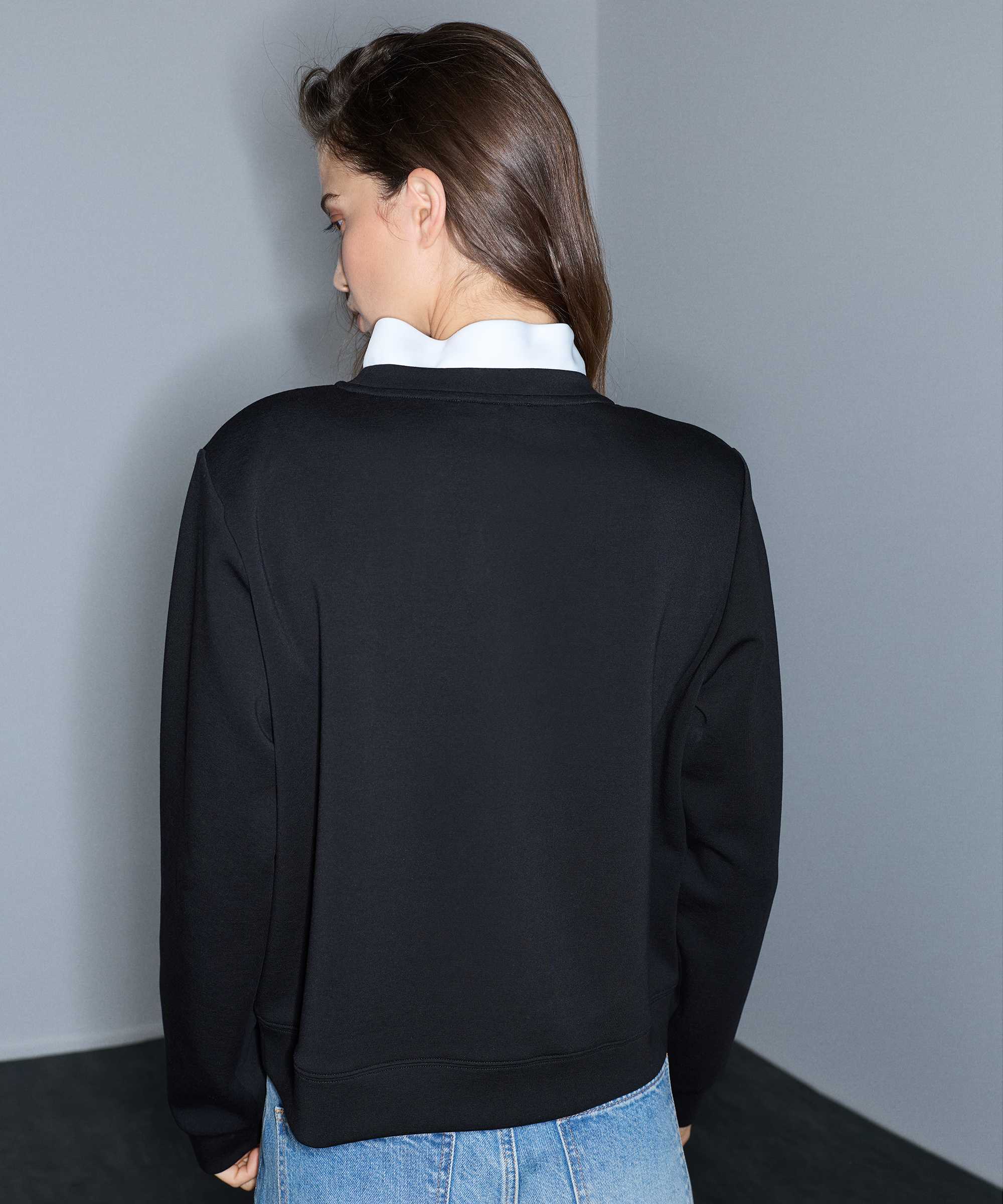 Yakası bağlamalı sweatshirt - IW6260091105001 - Siyah Sweatshırt