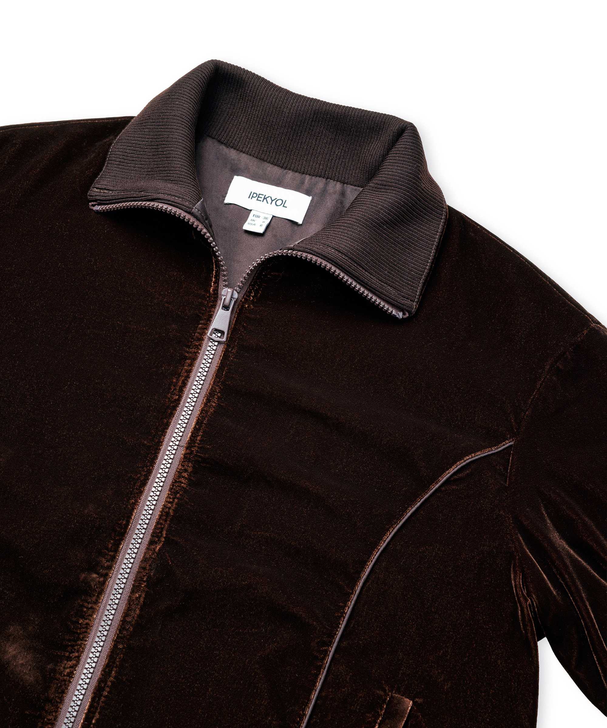 Saten biyeli kadife sweatshirt - IW6260091126006 - Koyu Kahverengi Sweatshırt