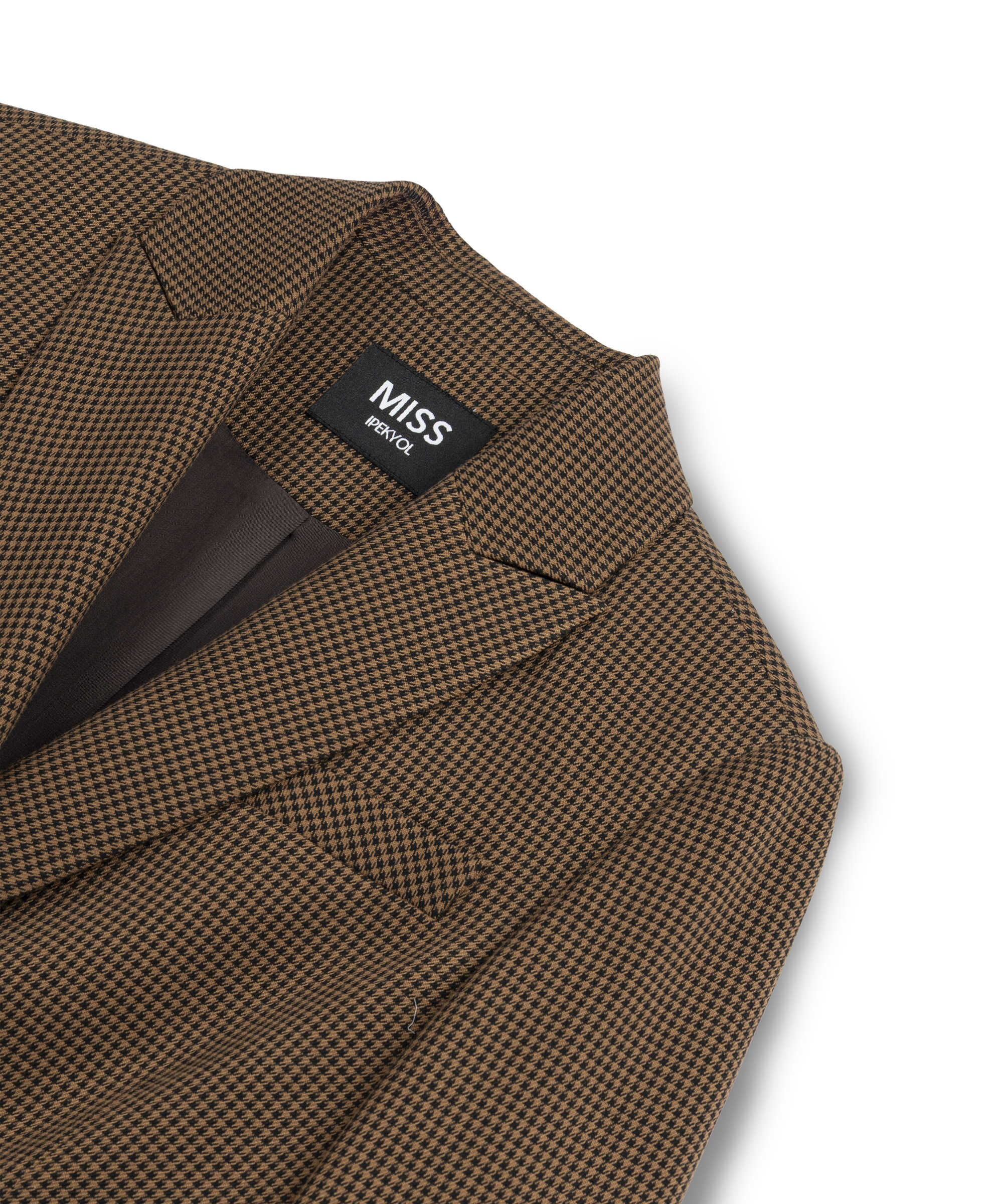 Desenli kruvaze blazer - IW6260106104074 - Kahverengi Blazer