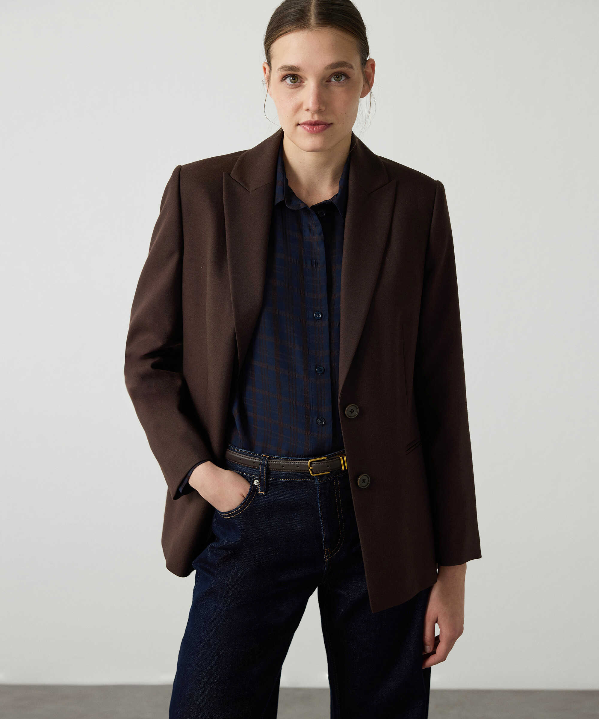 Vatkalı blazer - IW6260106106074 - Kahverengi Blazer