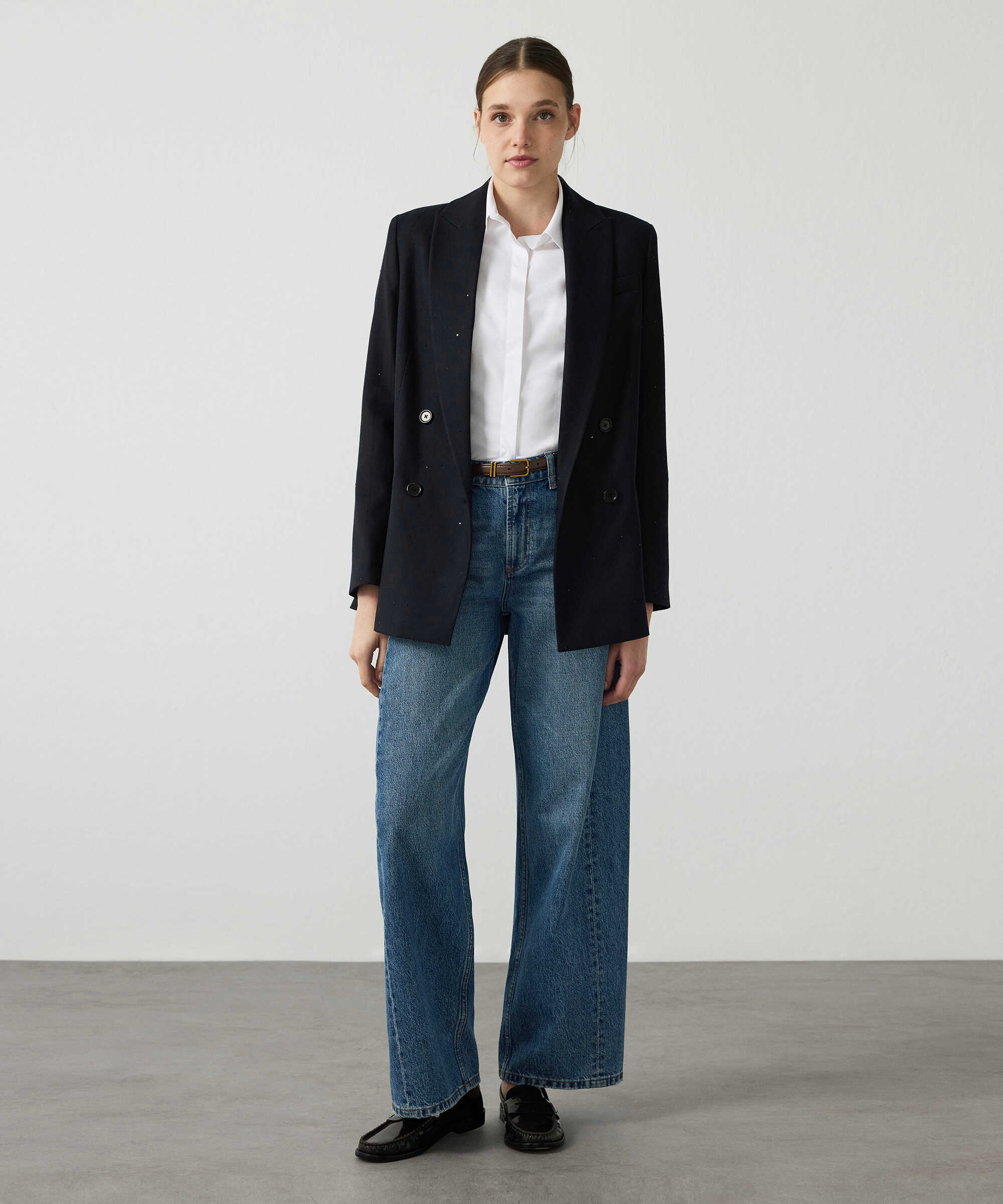 Hotfix baskılı kruvaze blazer - IW6260106108001 - Siyah Blazer