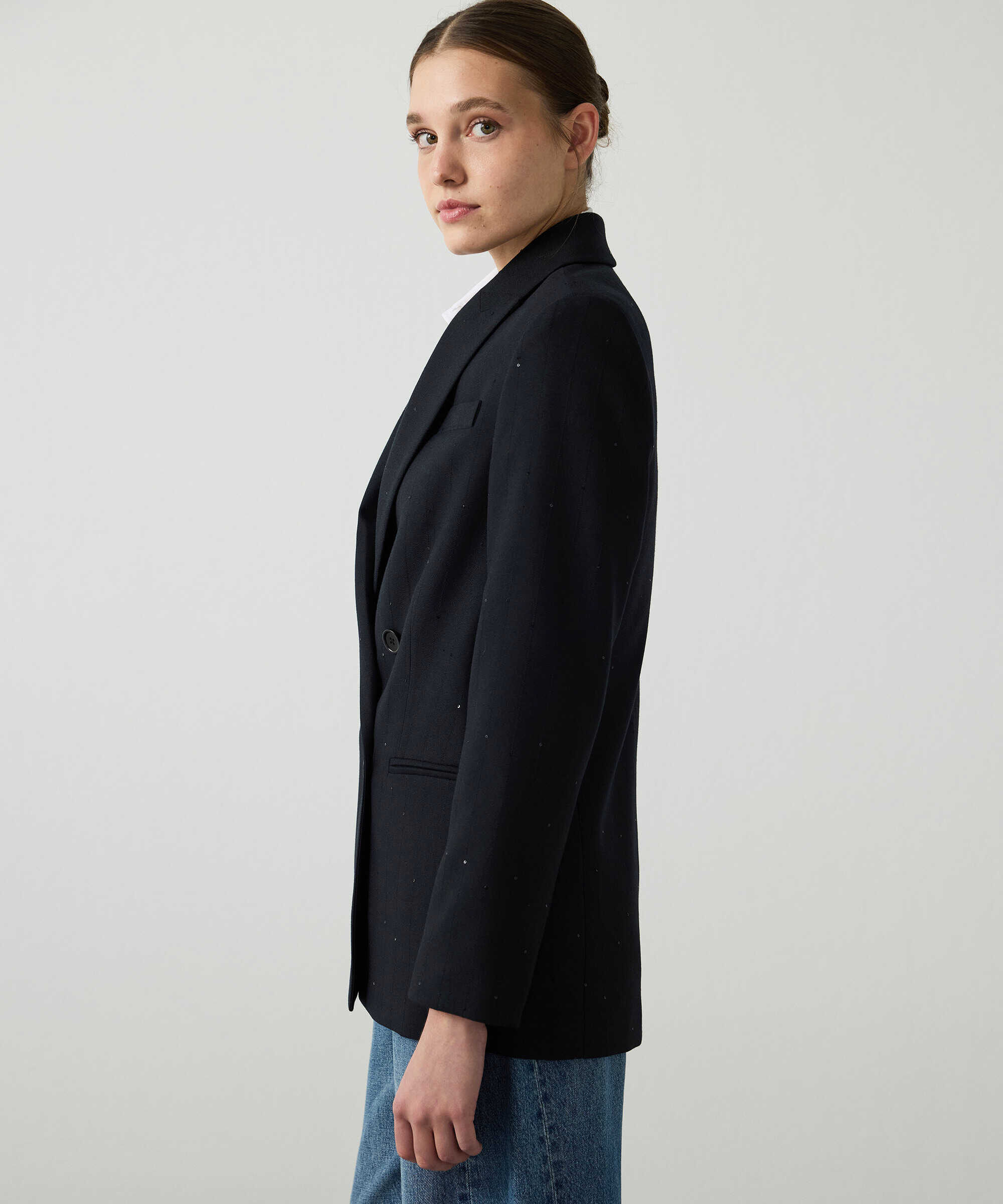 Hotfix baskılı kruvaze blazer - IW6260106108001 - Siyah Blazer