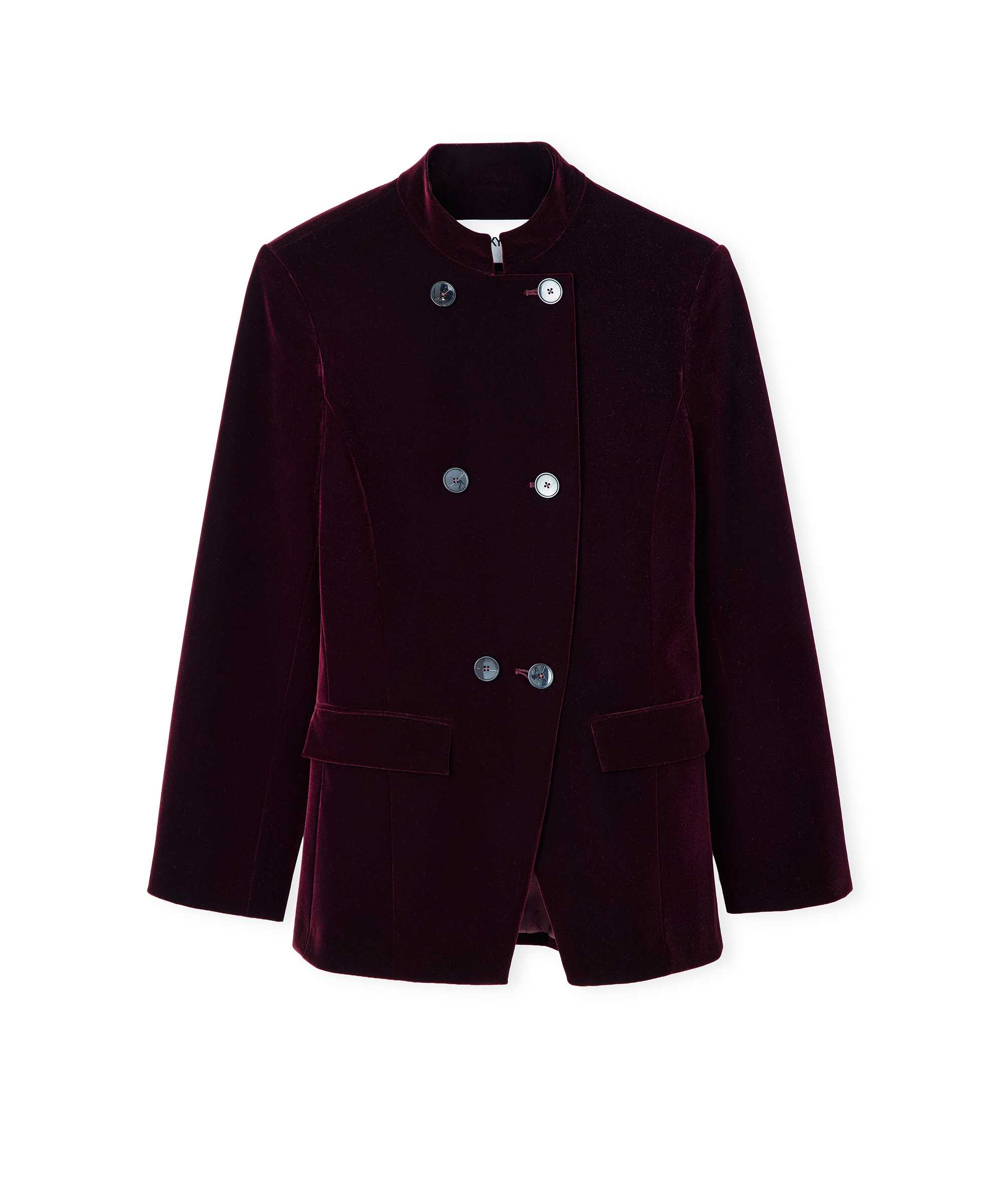 Kadife asimetrik kapama blazer - IW6260106135008 - Mürdüm Blazer