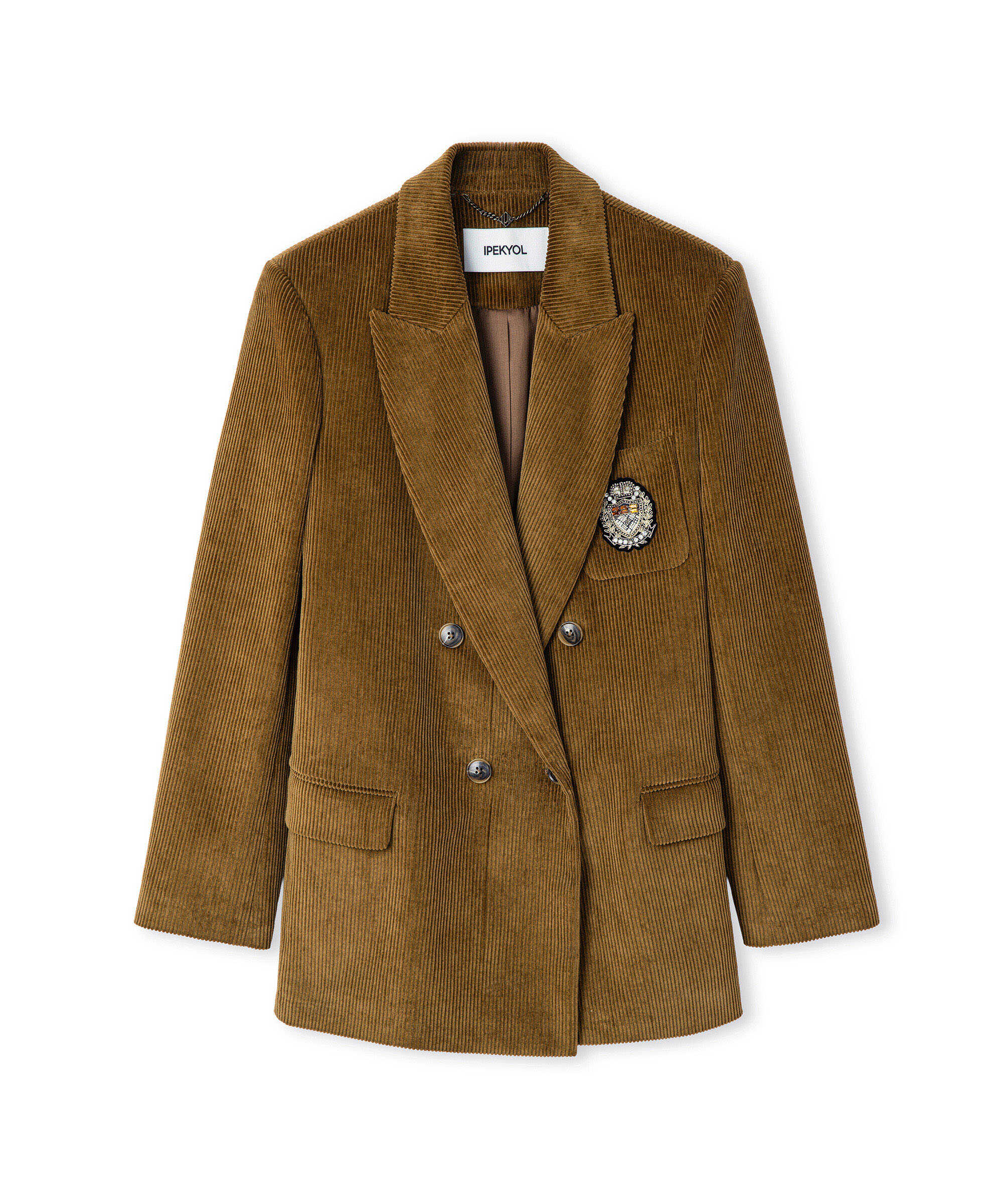 Armalı kadife blazer - IW6260106143022 - Haki Blazer