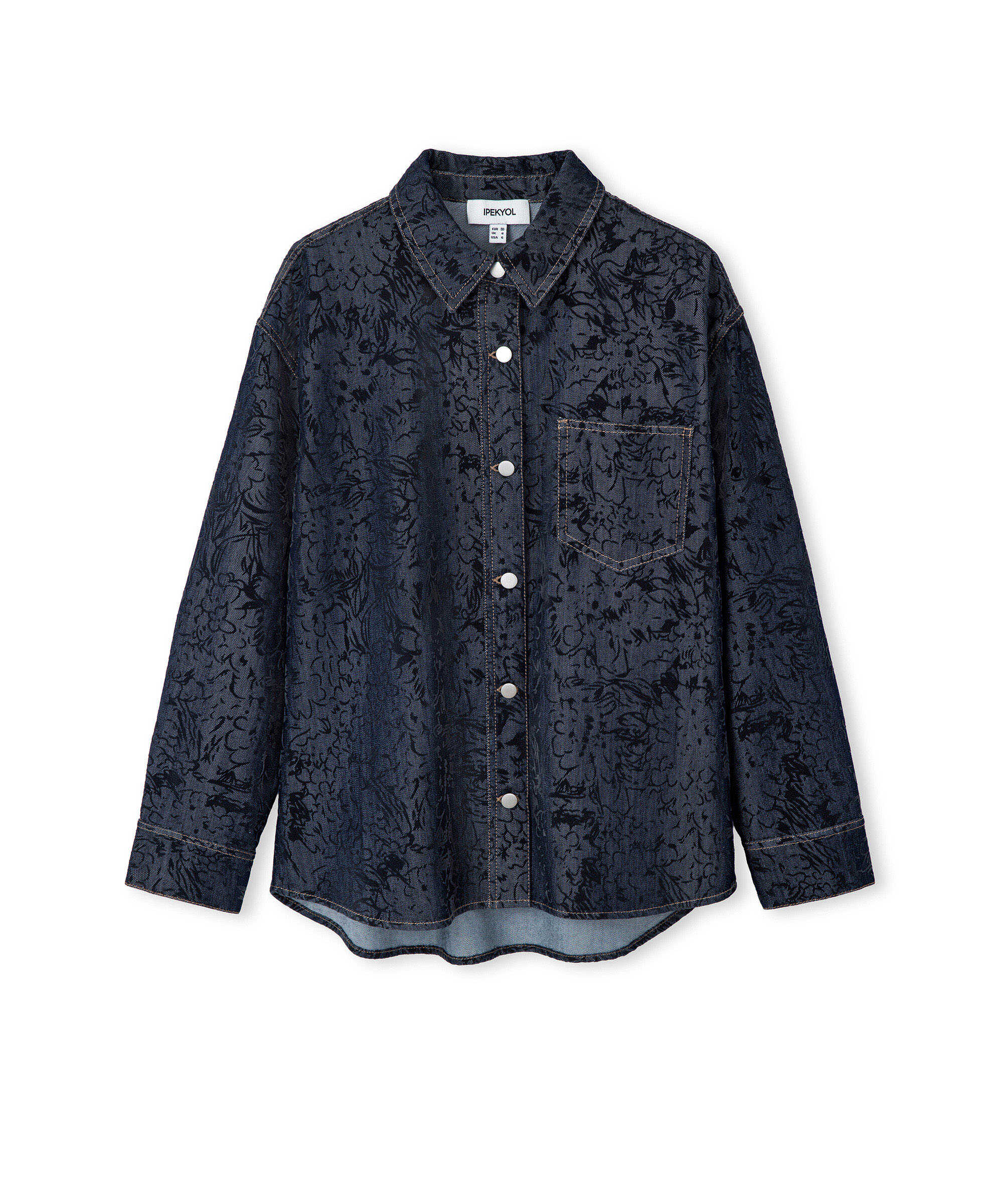 Denim görünümlü gömlek ceket - IW6260148015AC7 - Koyu İndigo Gömlek Ceket
