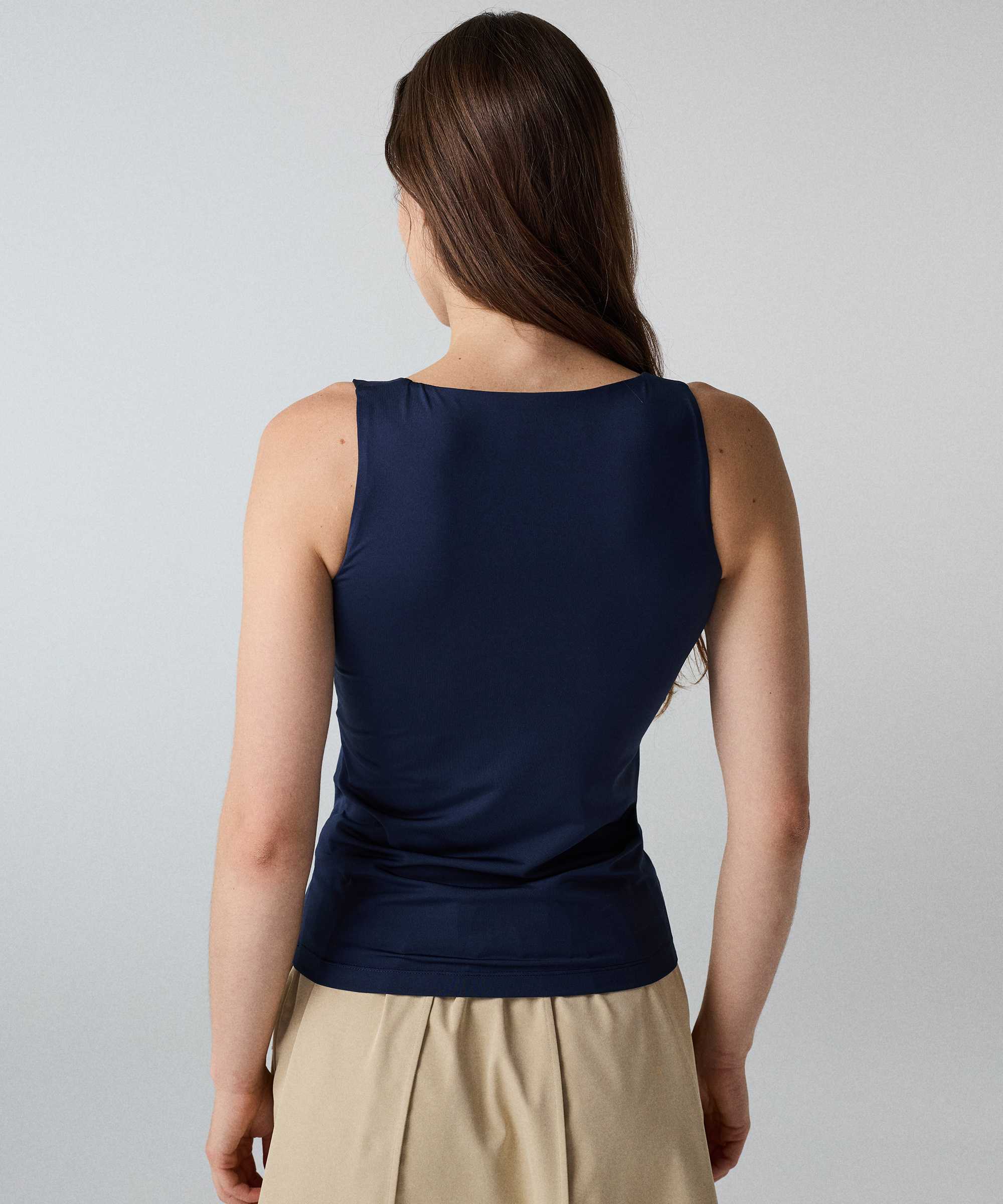 Basic U yaka tişört - IW6260152116015 - Lacivert Örme Atlet