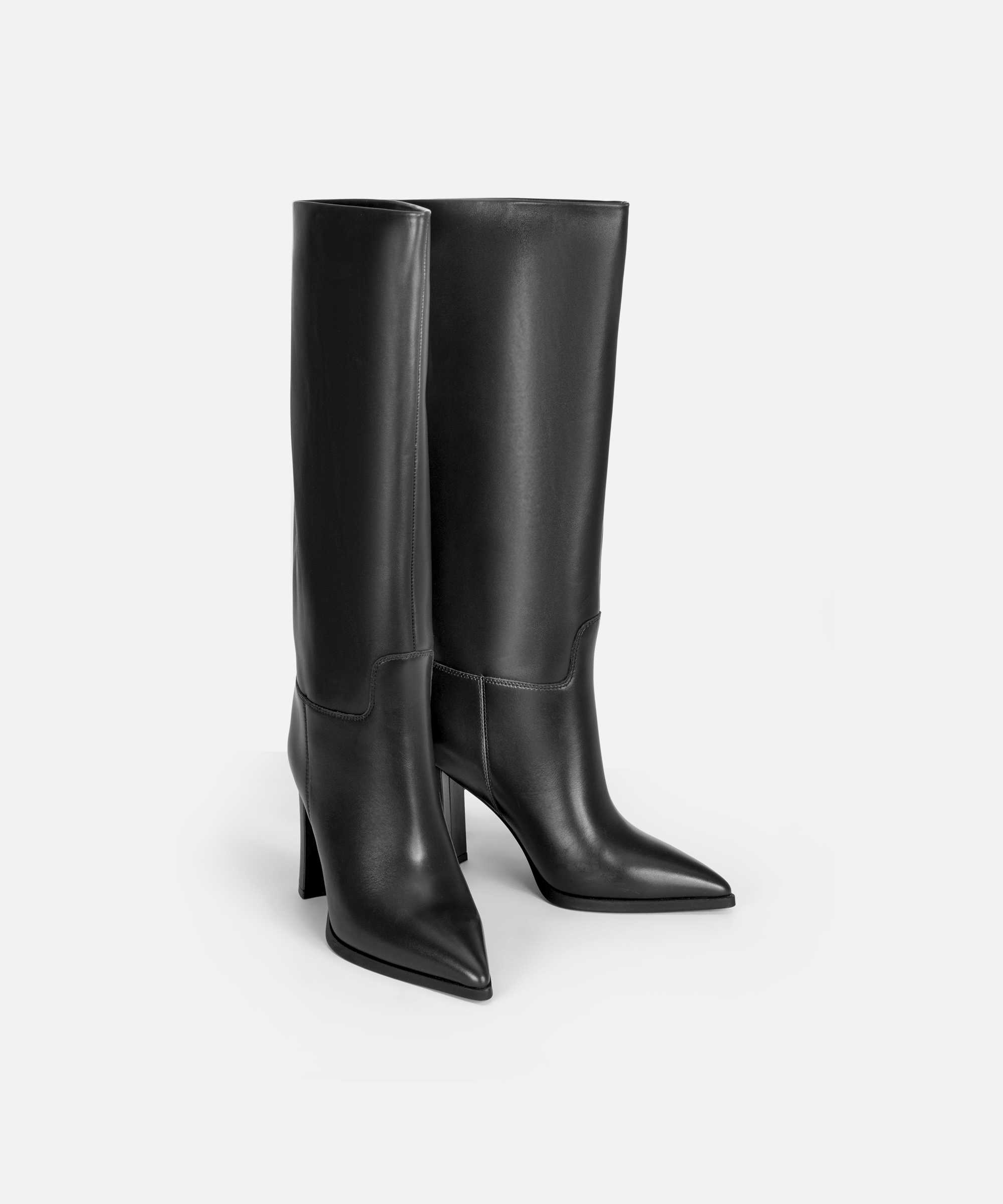 %100 deri topuklu çizme - IW6260035005001 - Siyah Çizme