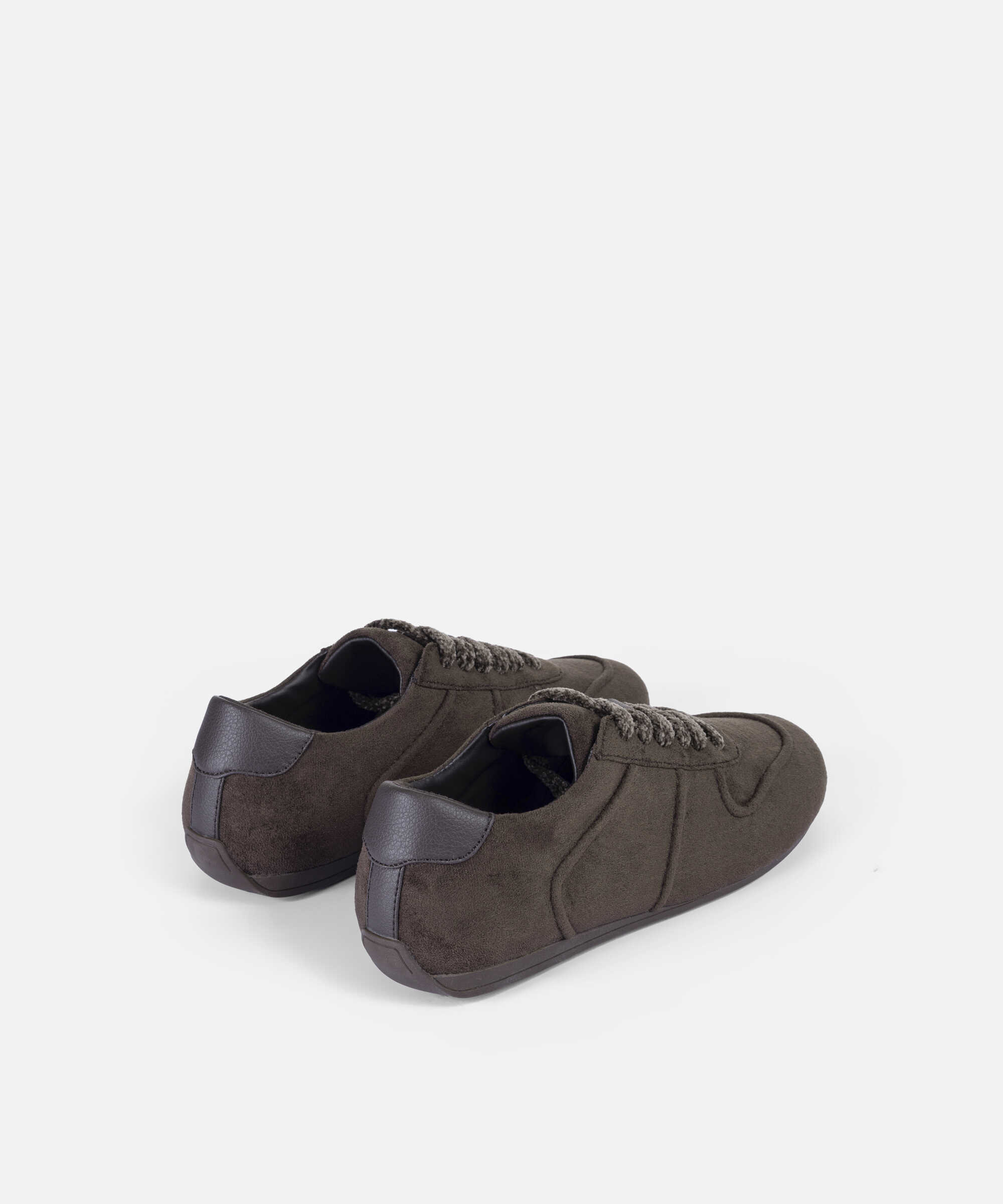 Kontrast bağcıklı sneaker - IW6260062002006 - Koyu Kahverengi Sneaker