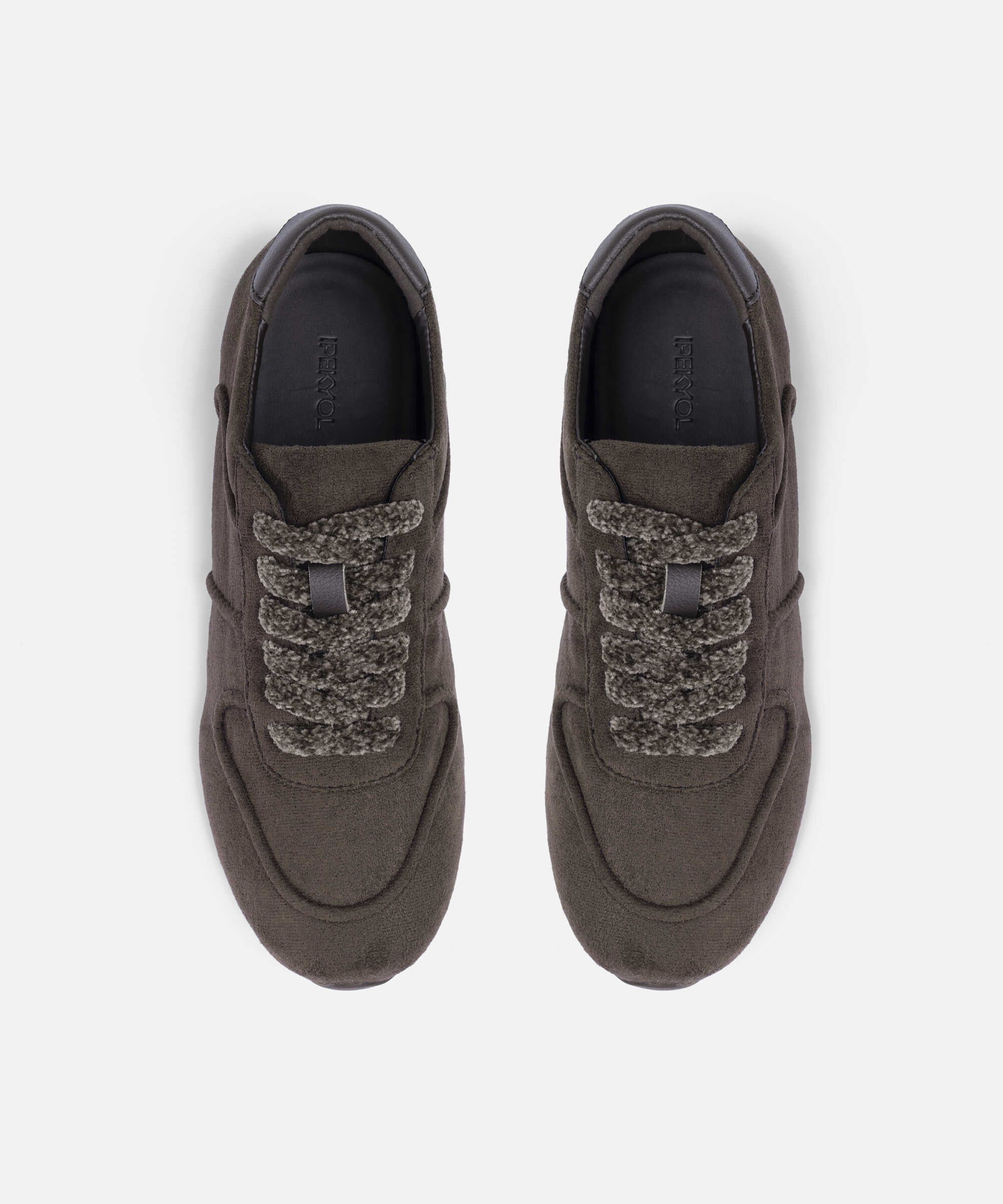 Kontrast bağcıklı sneaker - IW6260062002006 - Koyu Kahverengi Sneaker