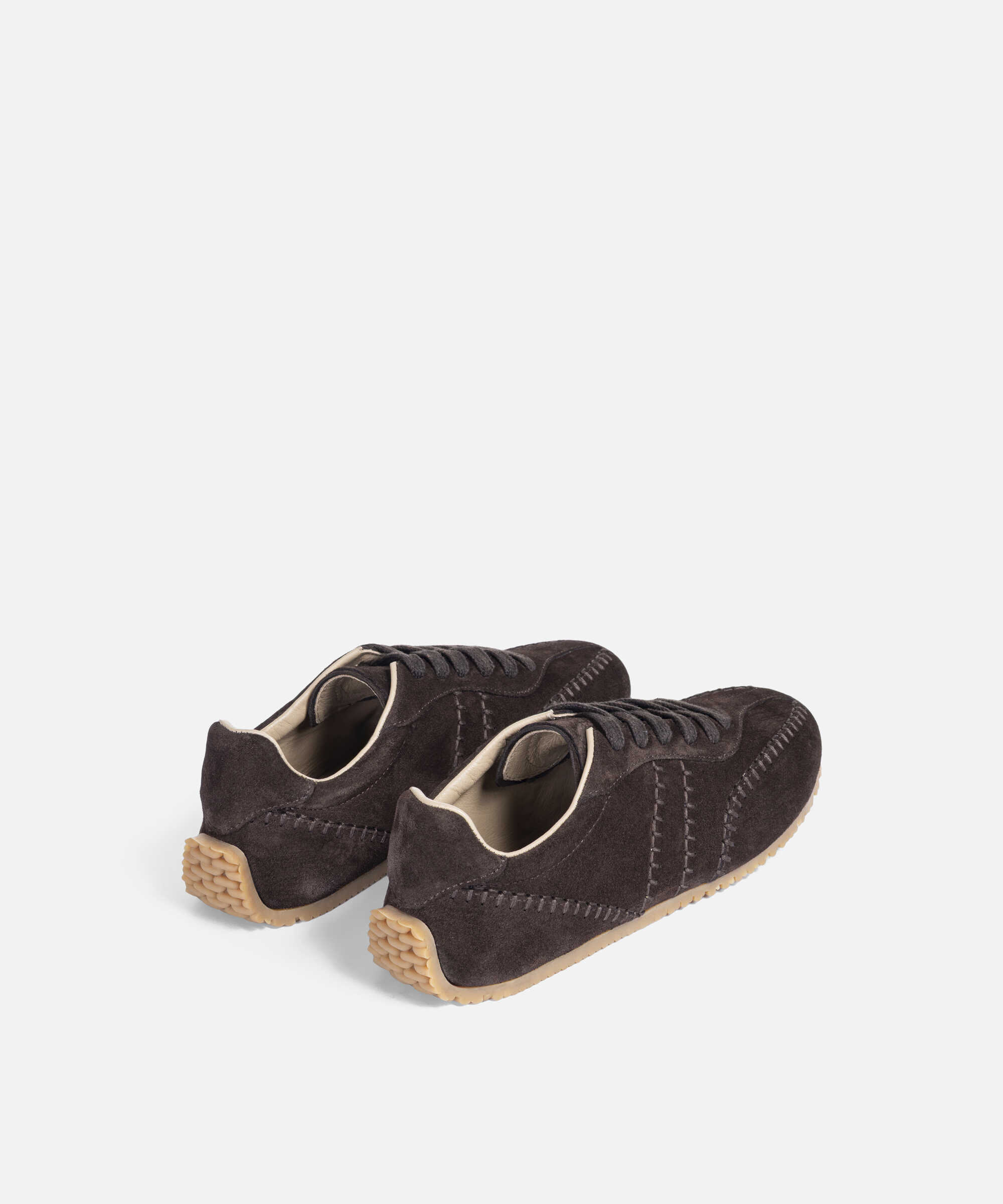 %100 deri süet üst dikişli sneaker - IW6260062005006 - Koyu Kahverengi Sneaker