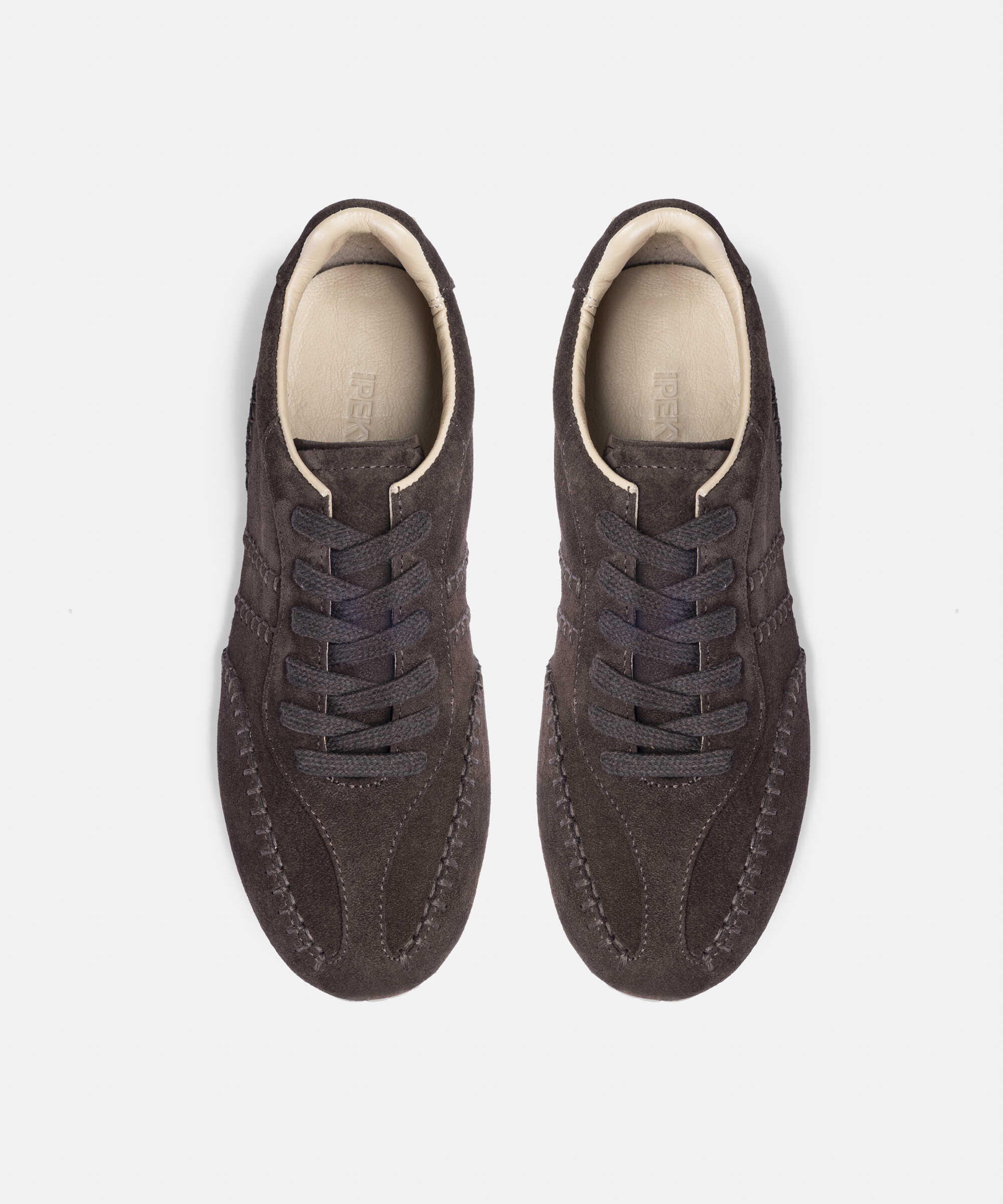 %100 deri süet üst dikişli sneaker - IW6260062005006 - Koyu Kahverengi Sneaker