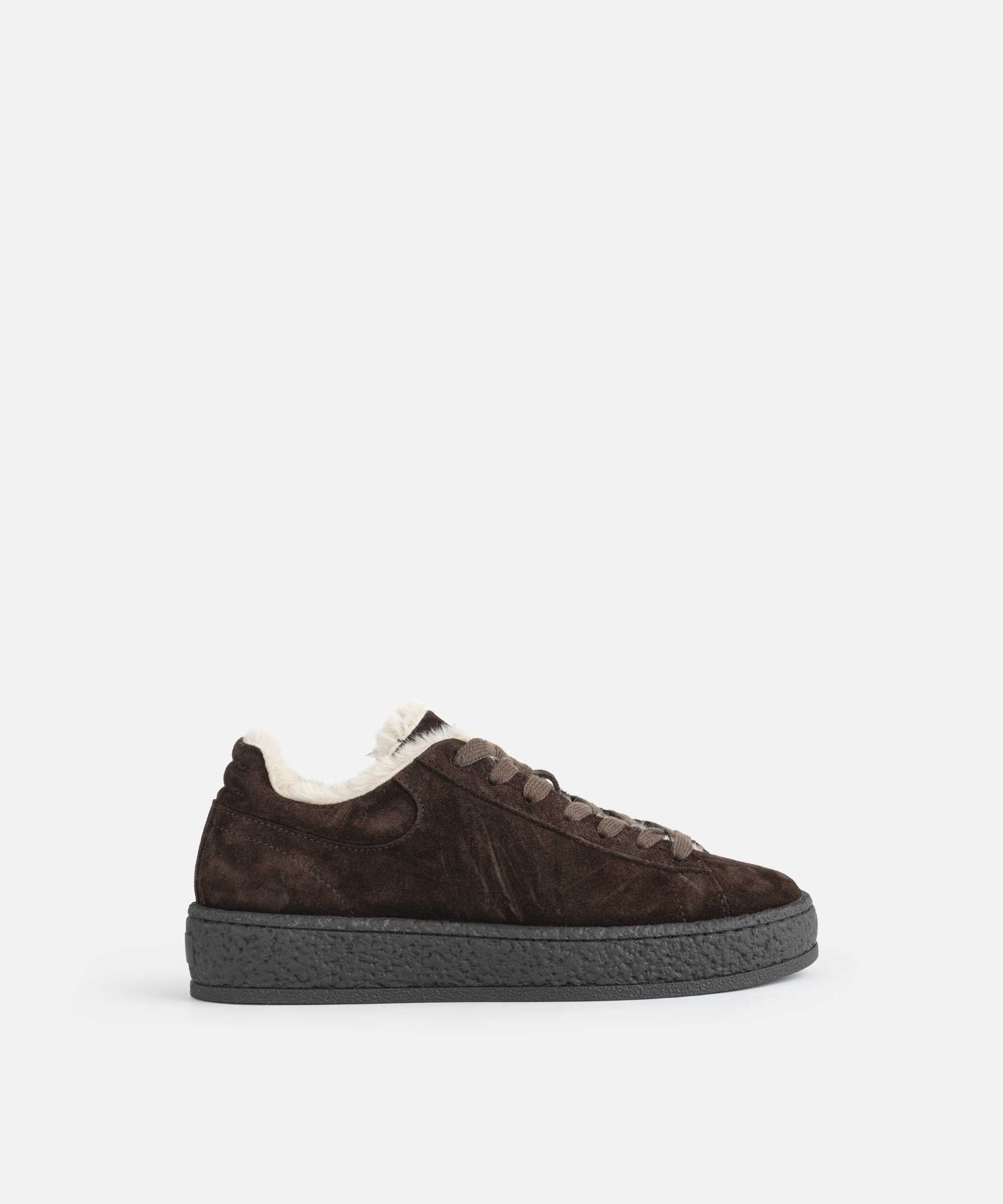 %100 deri süet pelüş sneaker - IW6260062013006 - Koyu Kahverengi Sneaker