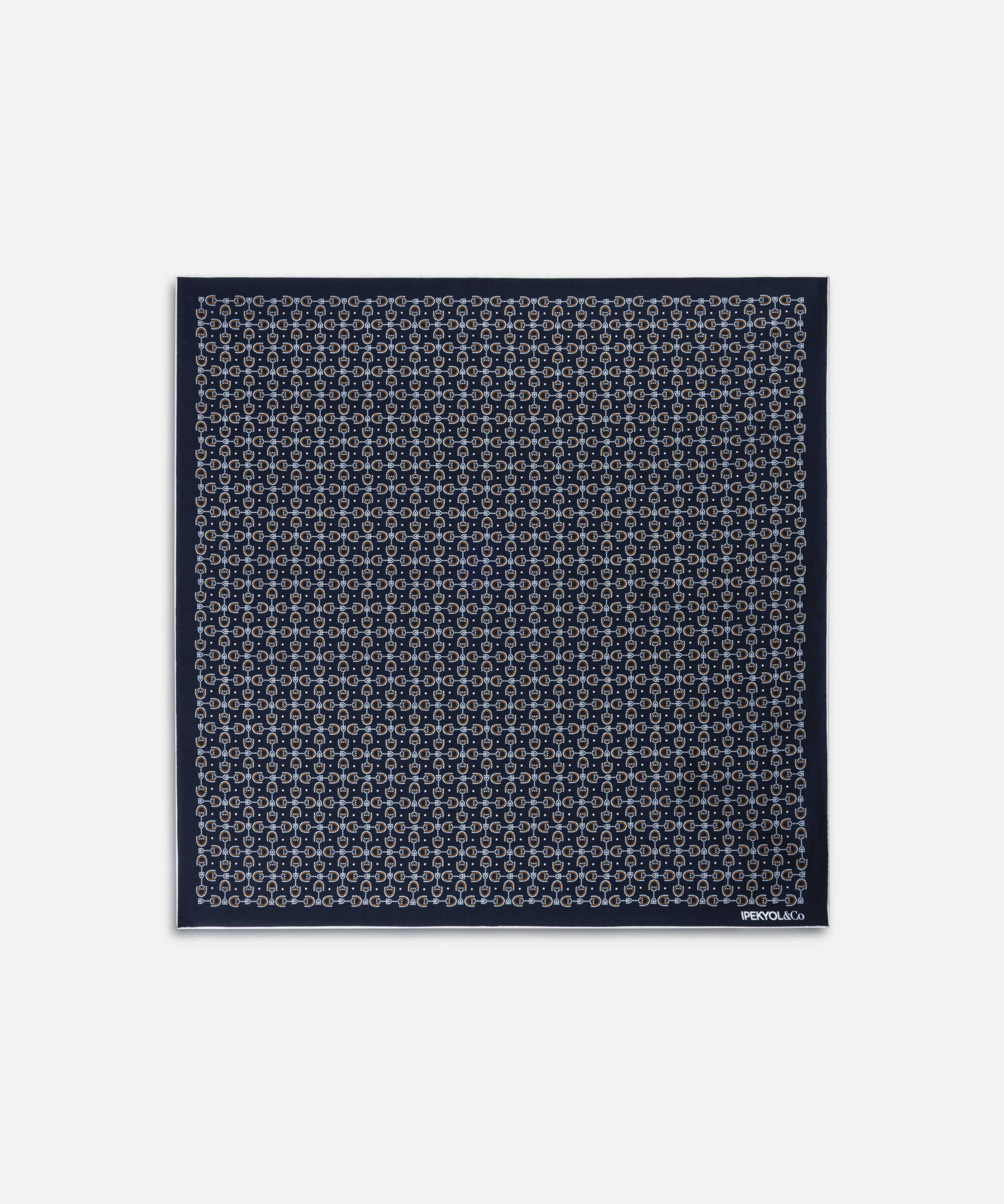 Desenli %100 ipek fular - IW6260065005015 - Lacivert Şal ve Fular