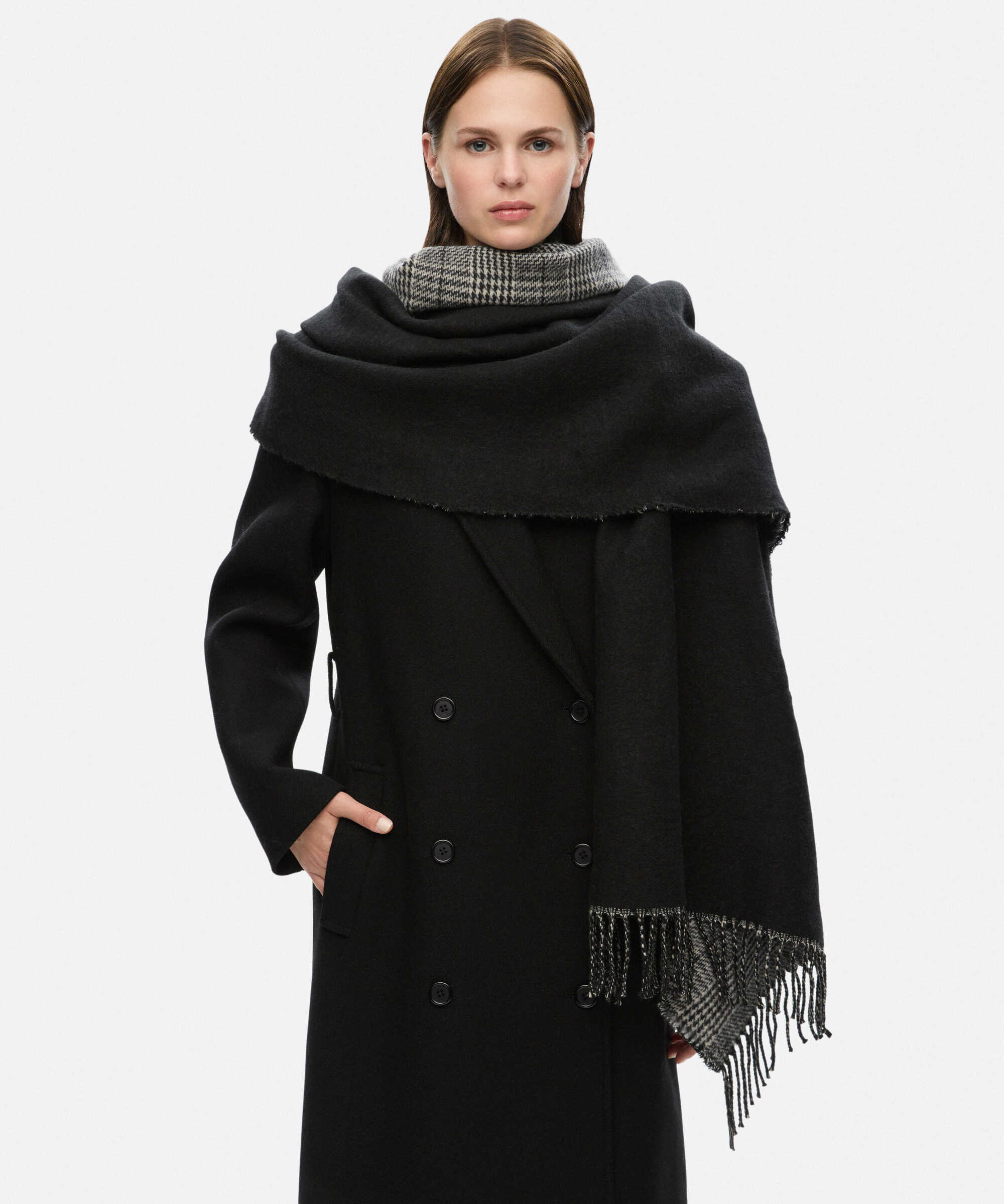 Kazayağı desen atkı - IW6260067031001 - Siyah Atkı