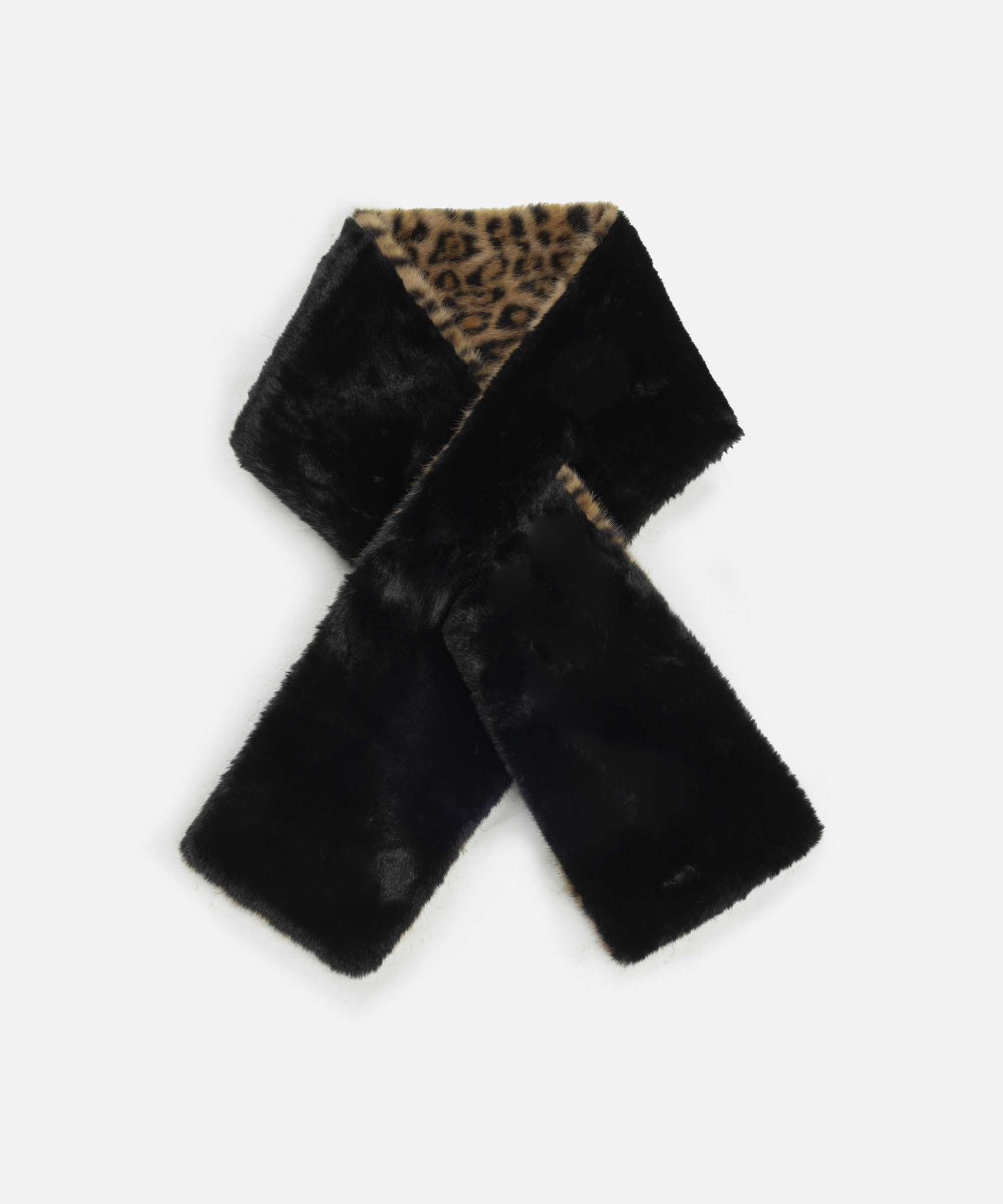 Leopar desen suni kürk atkı - IW6260067033CD4 - Leopar Atkı