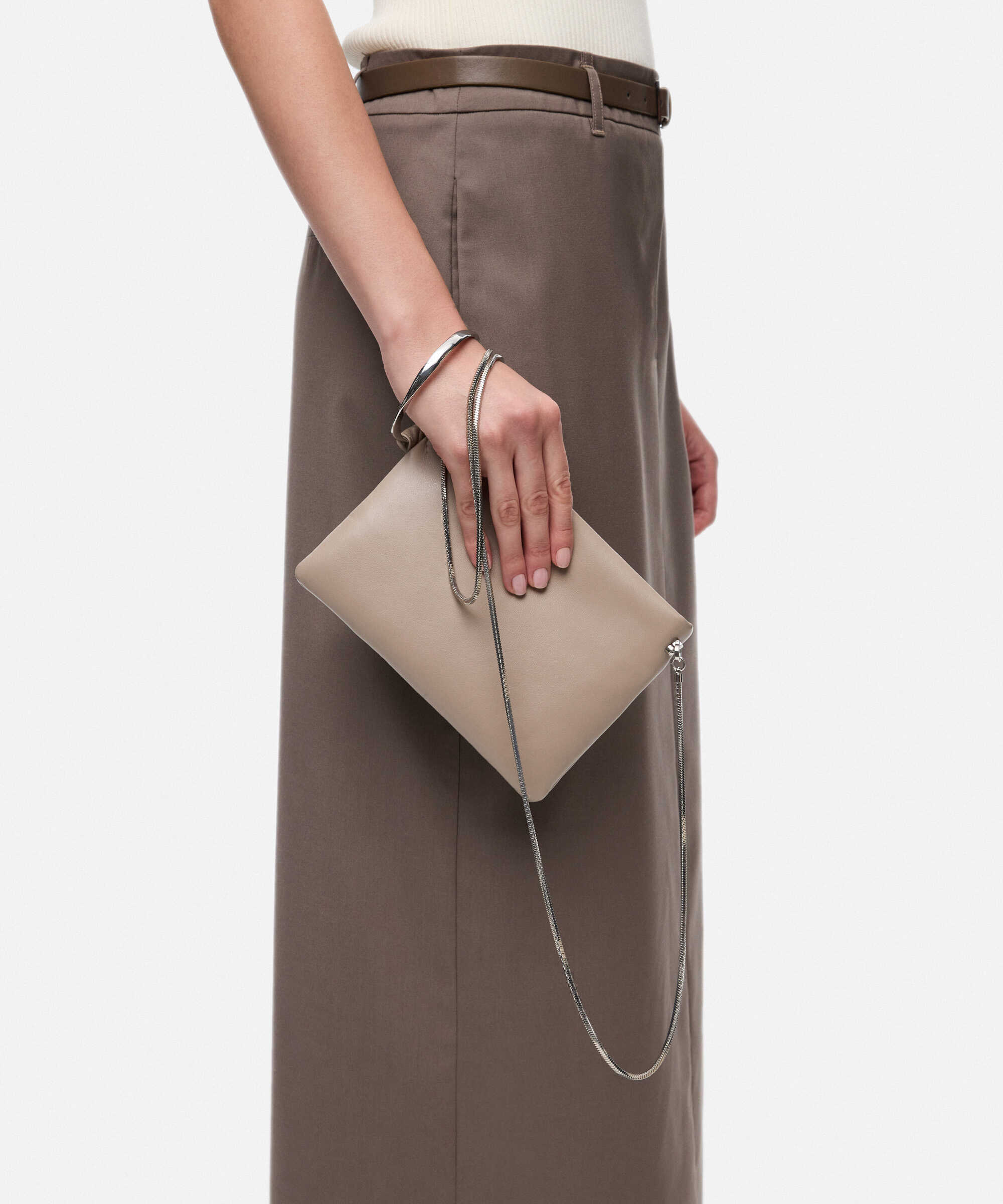 Metal halkalı zincir askılı clutch - IW6260121004023 - Bej Clutch