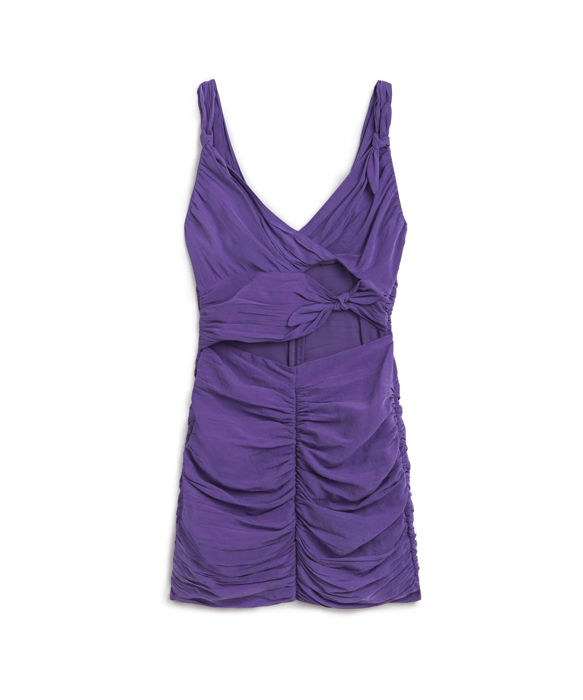 Drapeli cutout elbise - IS1250002326017 - Mor Elbise