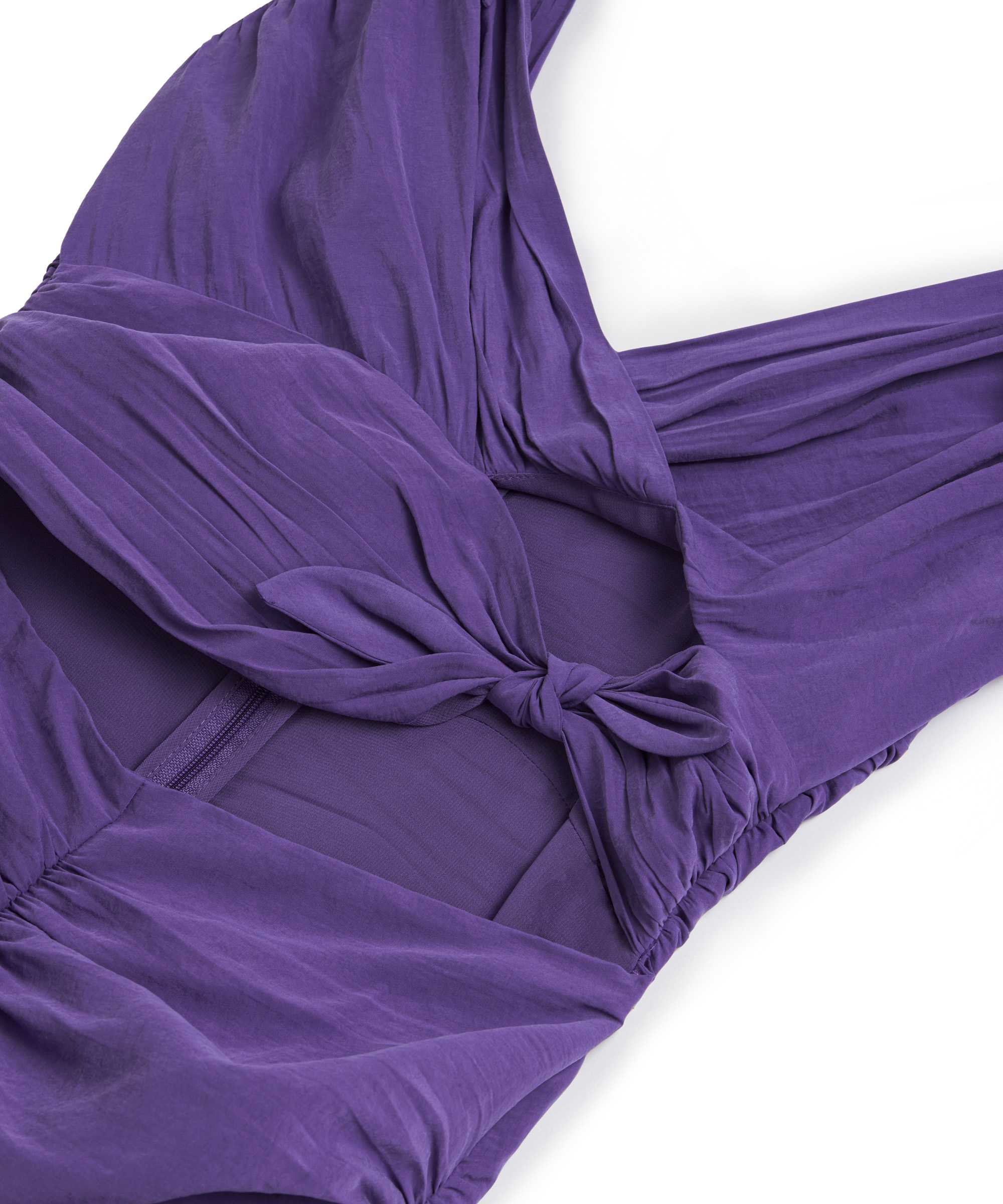 Drapeli cutout elbise - IS1250002326017 - Mor Elbise