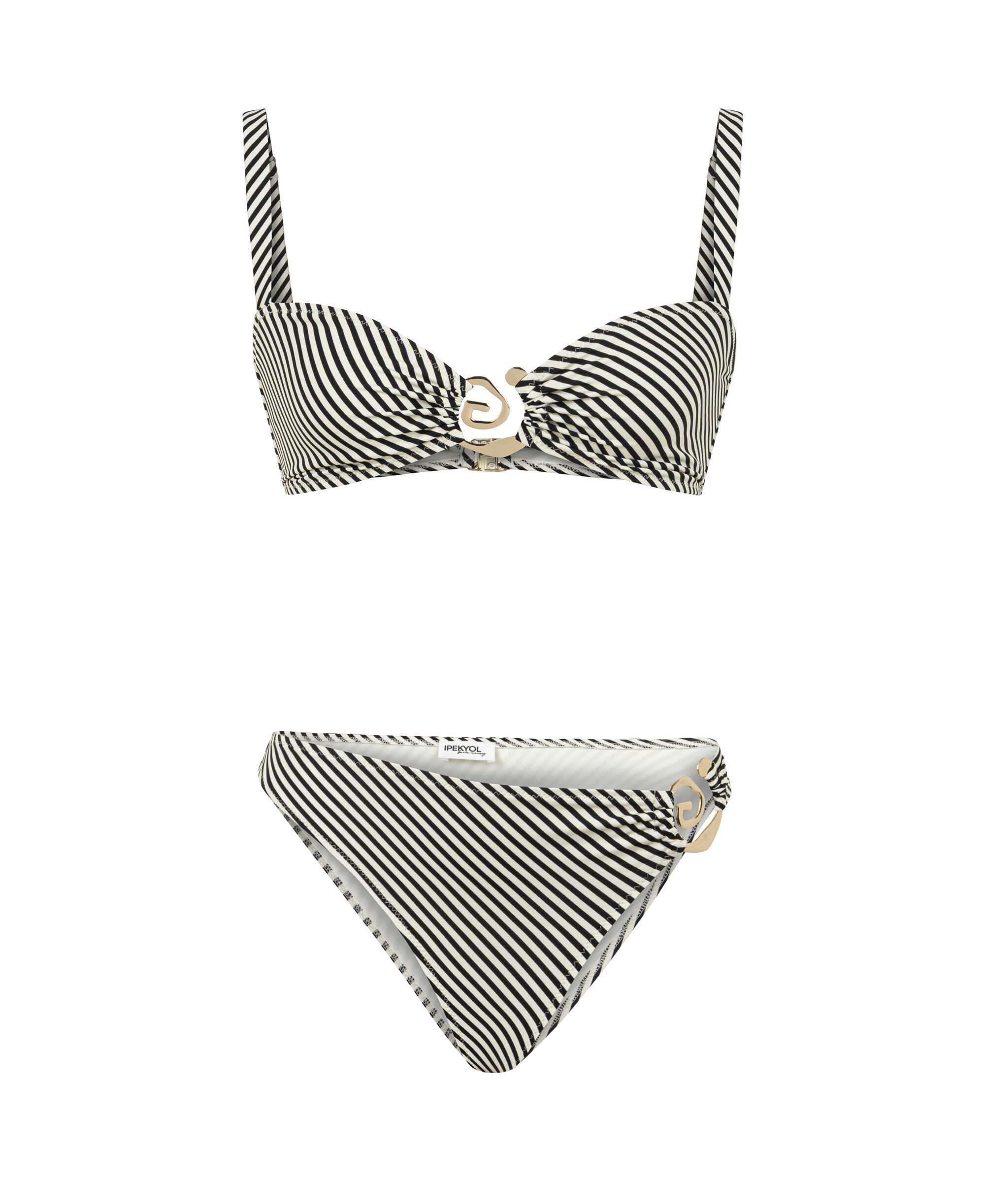 Sarmal metal aksesuarlı bikini seti - IS1250038027018 - Ekru Bikini