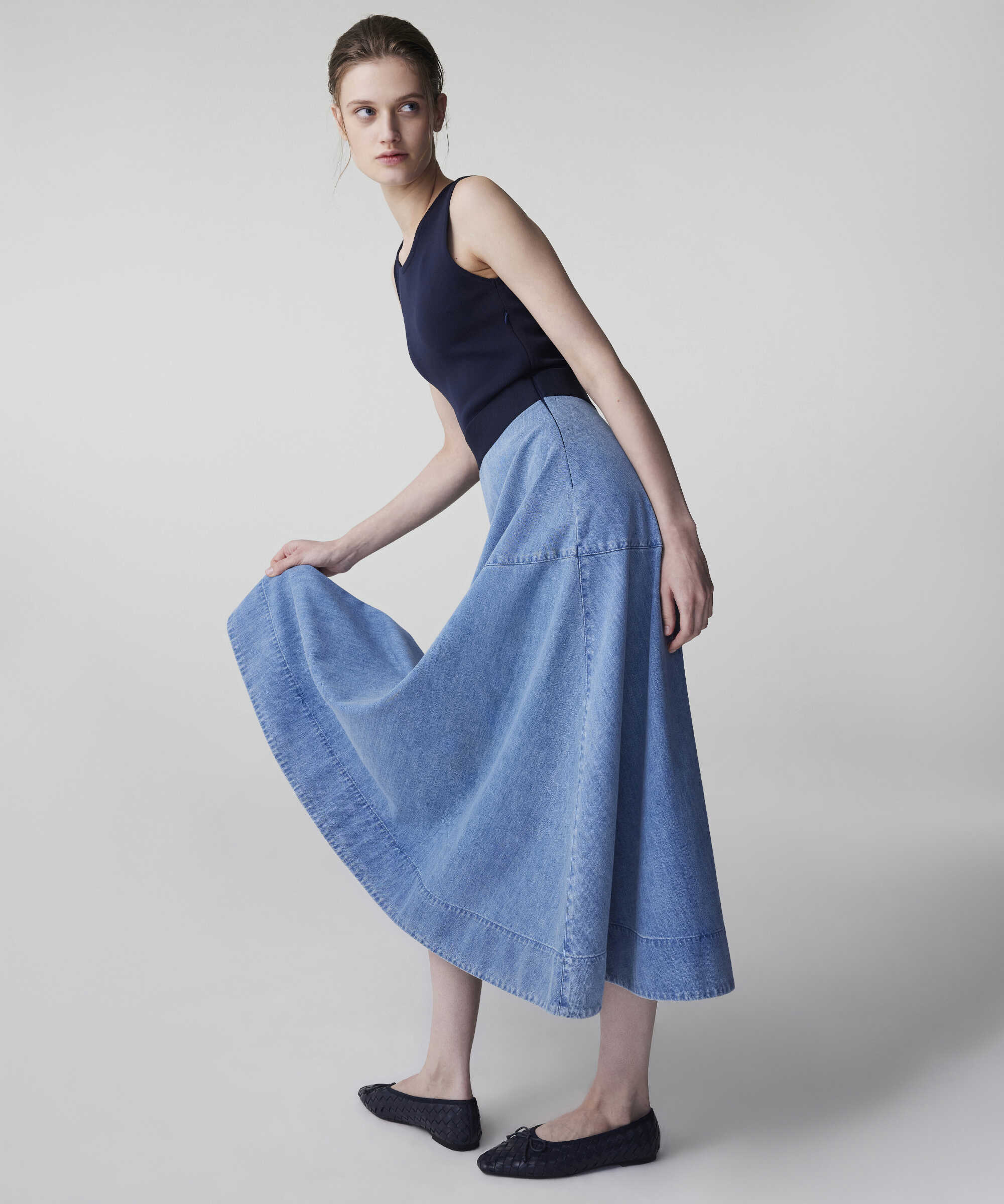 Denim mix elbise - IS1260002224629 - İndigo Elbise